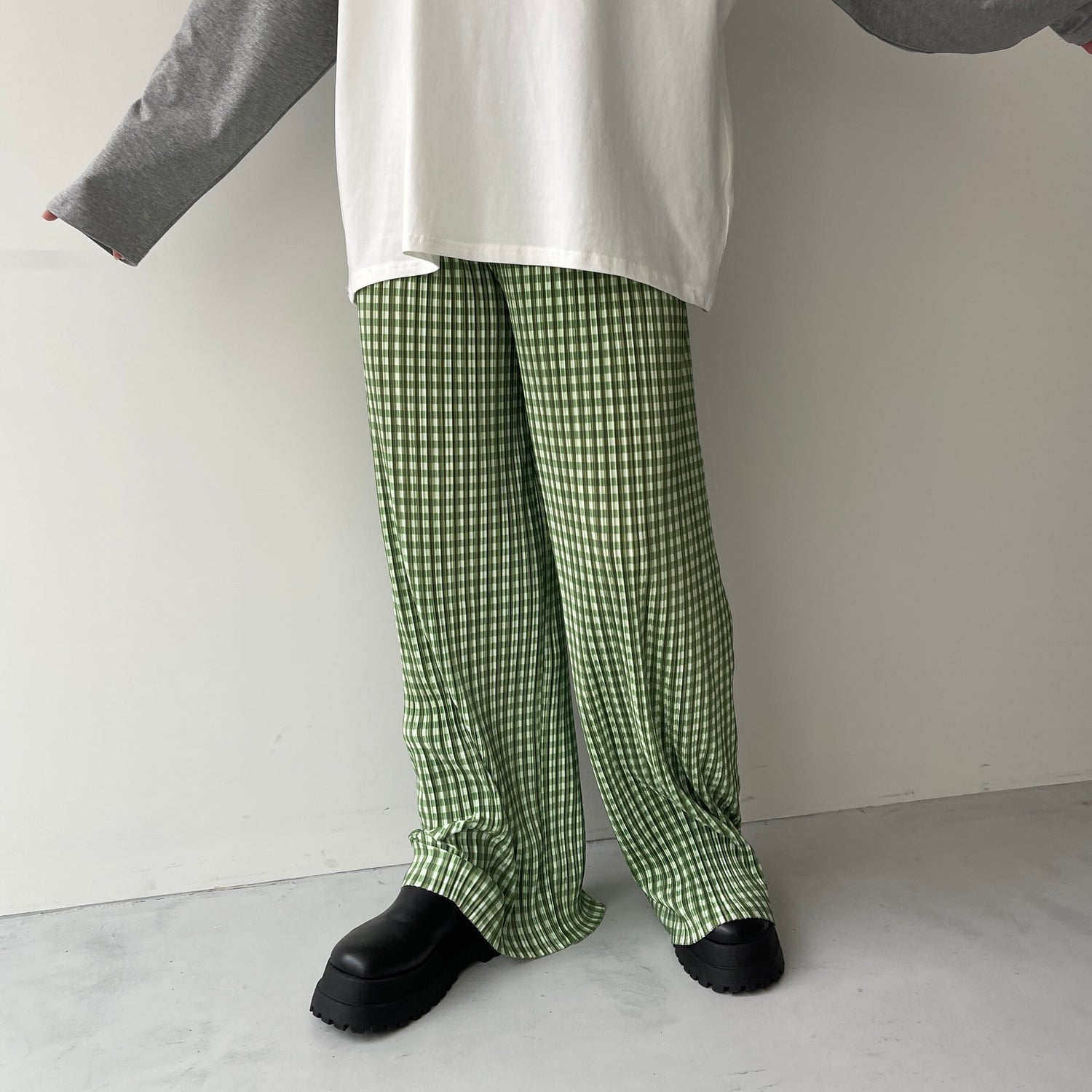 24h CHECK PANTS / green