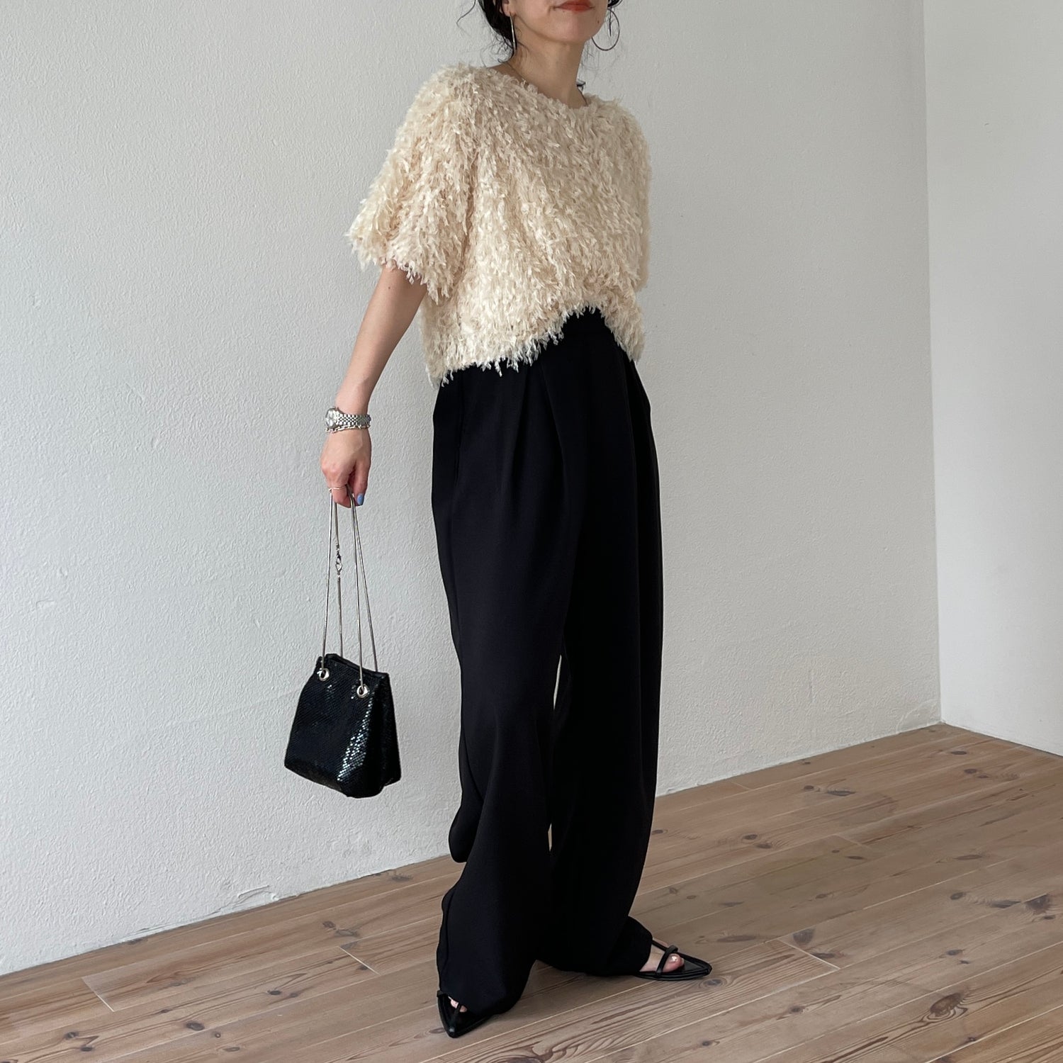 fringe mop tee / ivory