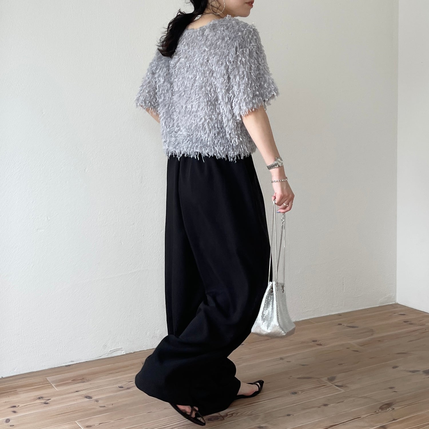 fringe mop tee / gray