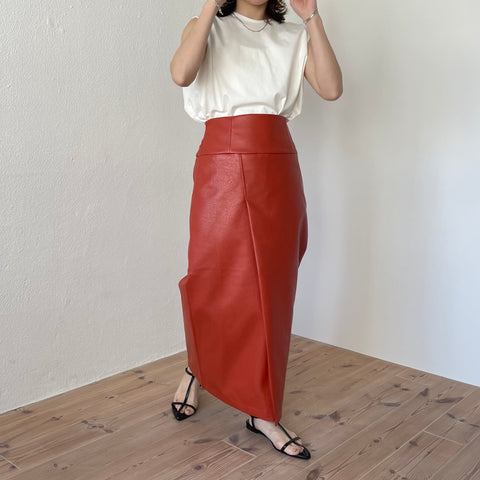 【SAMPLE】eco leather wrap skirt / orange