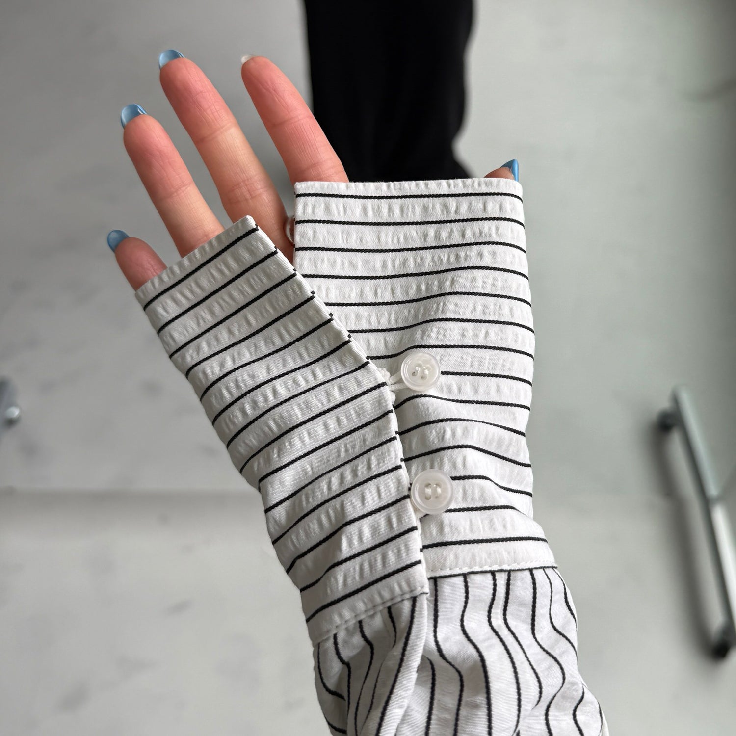 【公式サイト限定カラー】over size no collar seersucker shirt / stripe