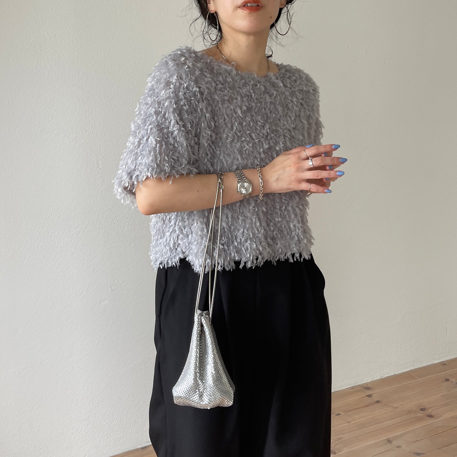 fringe mop tee / gray