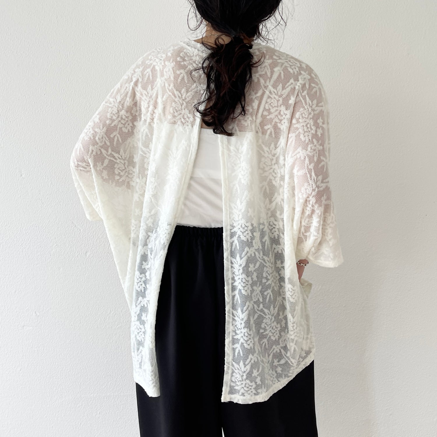 【SAMPLE】2way dolman lace sheer tee / ivory