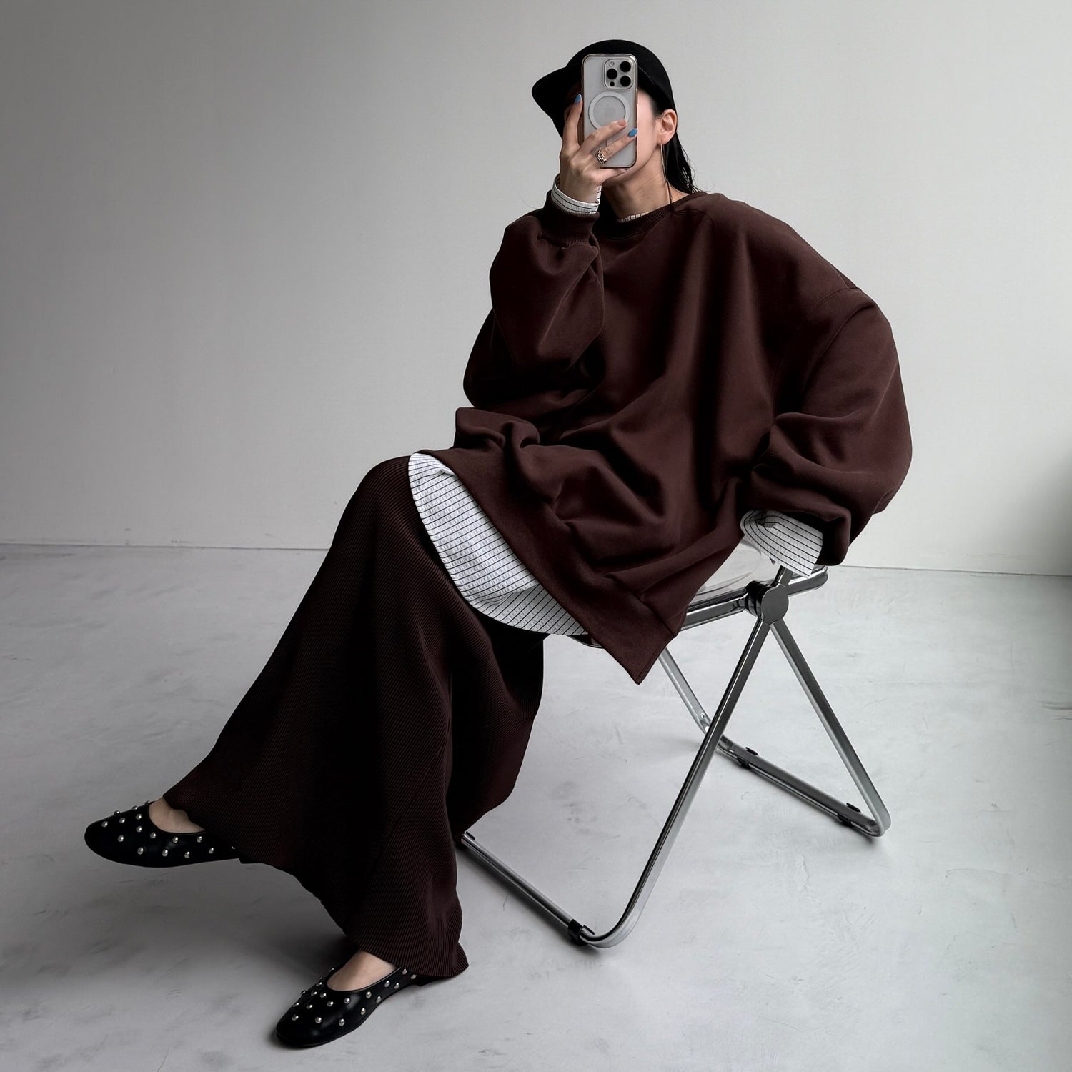 【公式サイト限定カラー】over size no collar seersucker shirt / stripe
