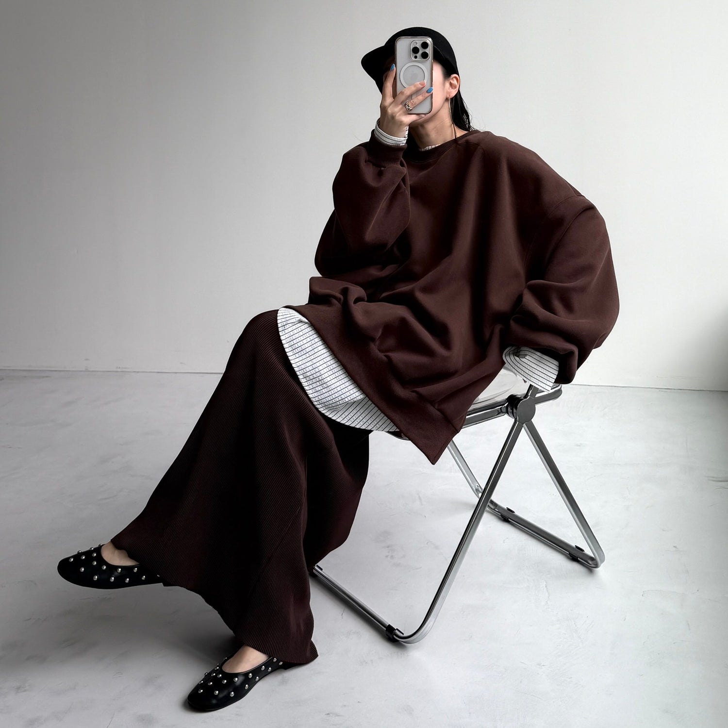 【公式サイト限定カラー】daily daily super stretch pleats skirt / brown [FREE or LONG]
