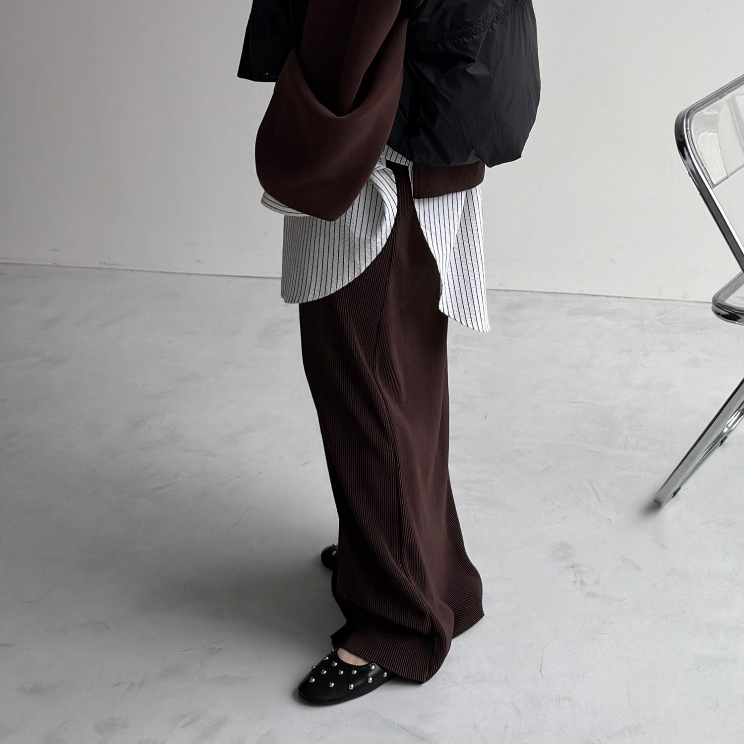 【公式サイト限定カラー】daily daily super stretch pleats skirt / brown [FREE or LONG]