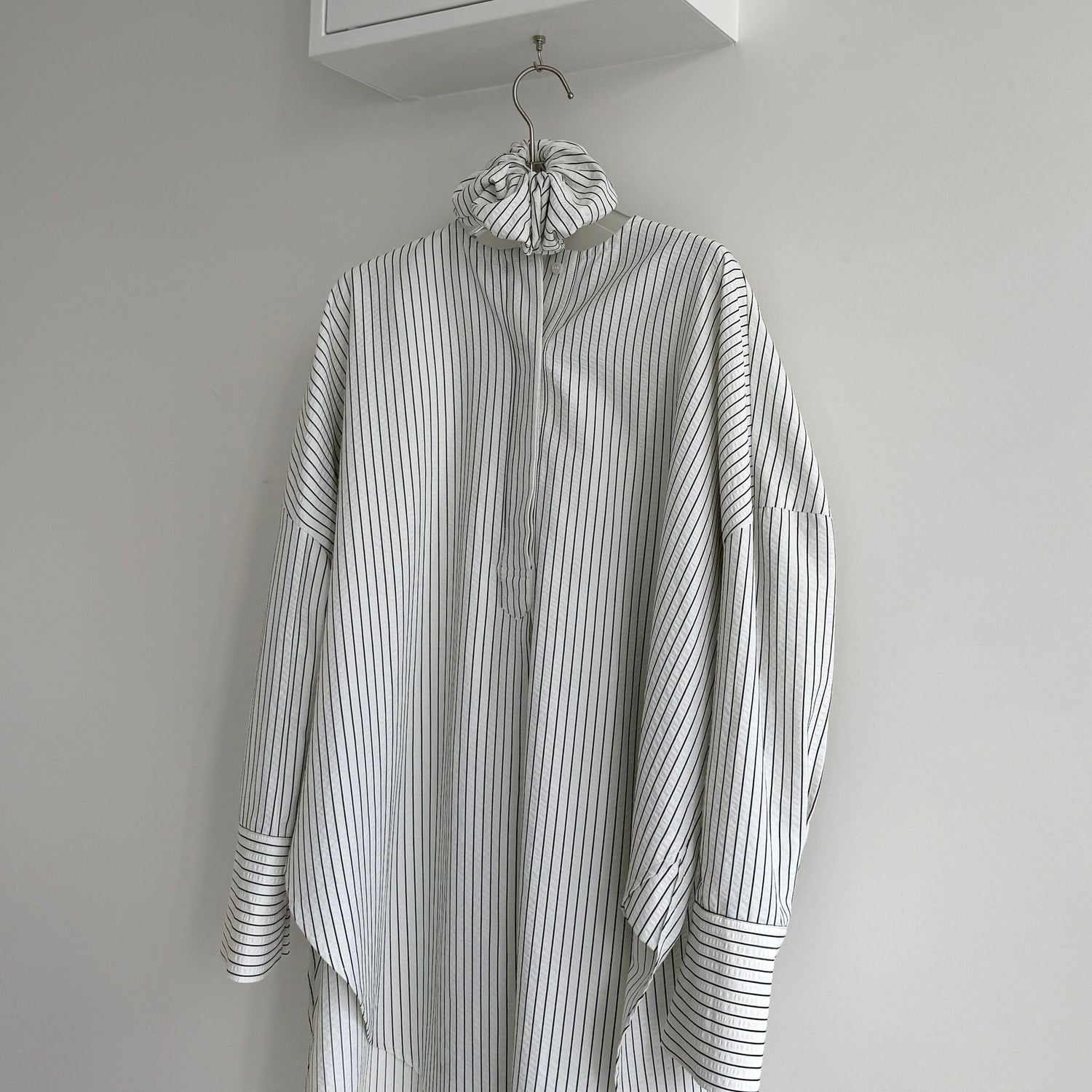 【2点SET】pouch chouchou × over size no collar seersucker shirt