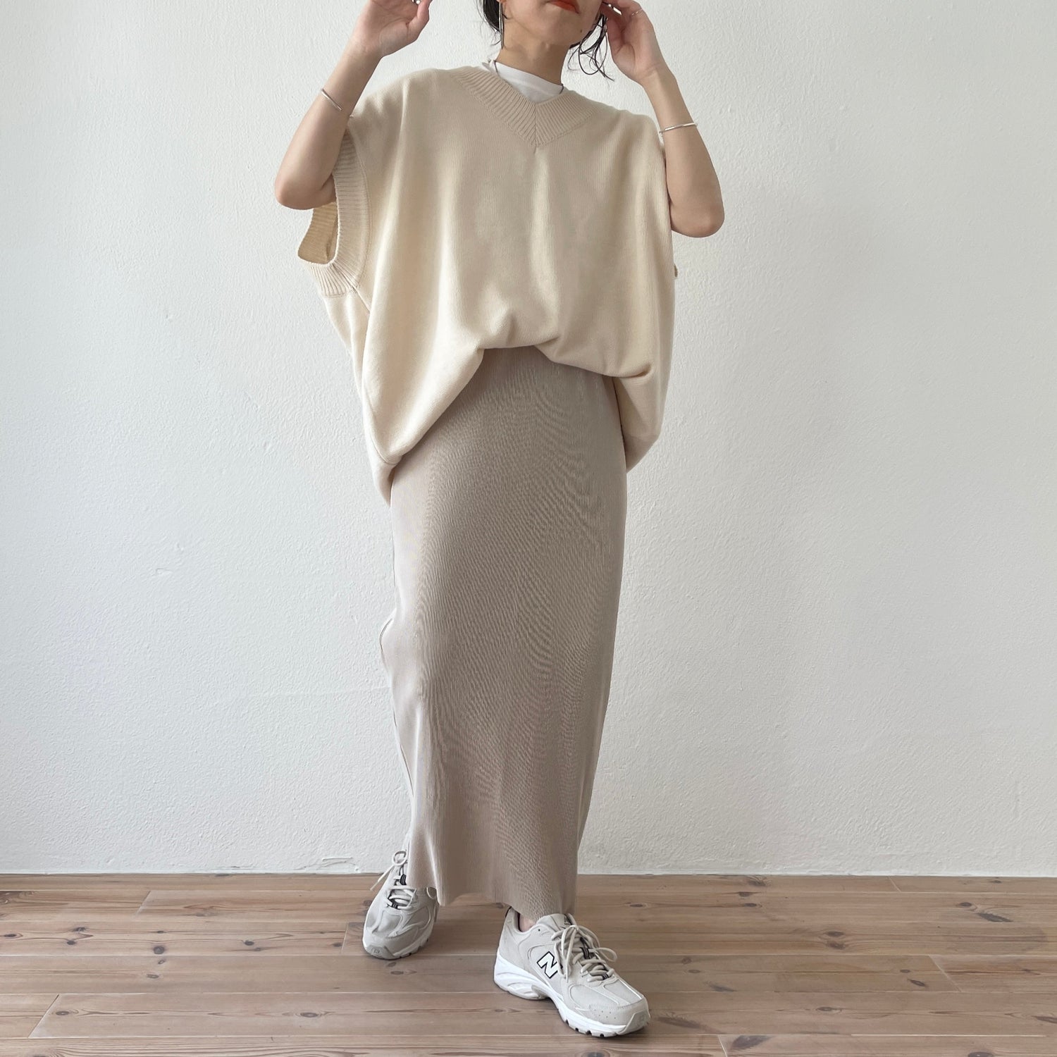 【SAMPLE】over size HOSOMIE vest / ivory