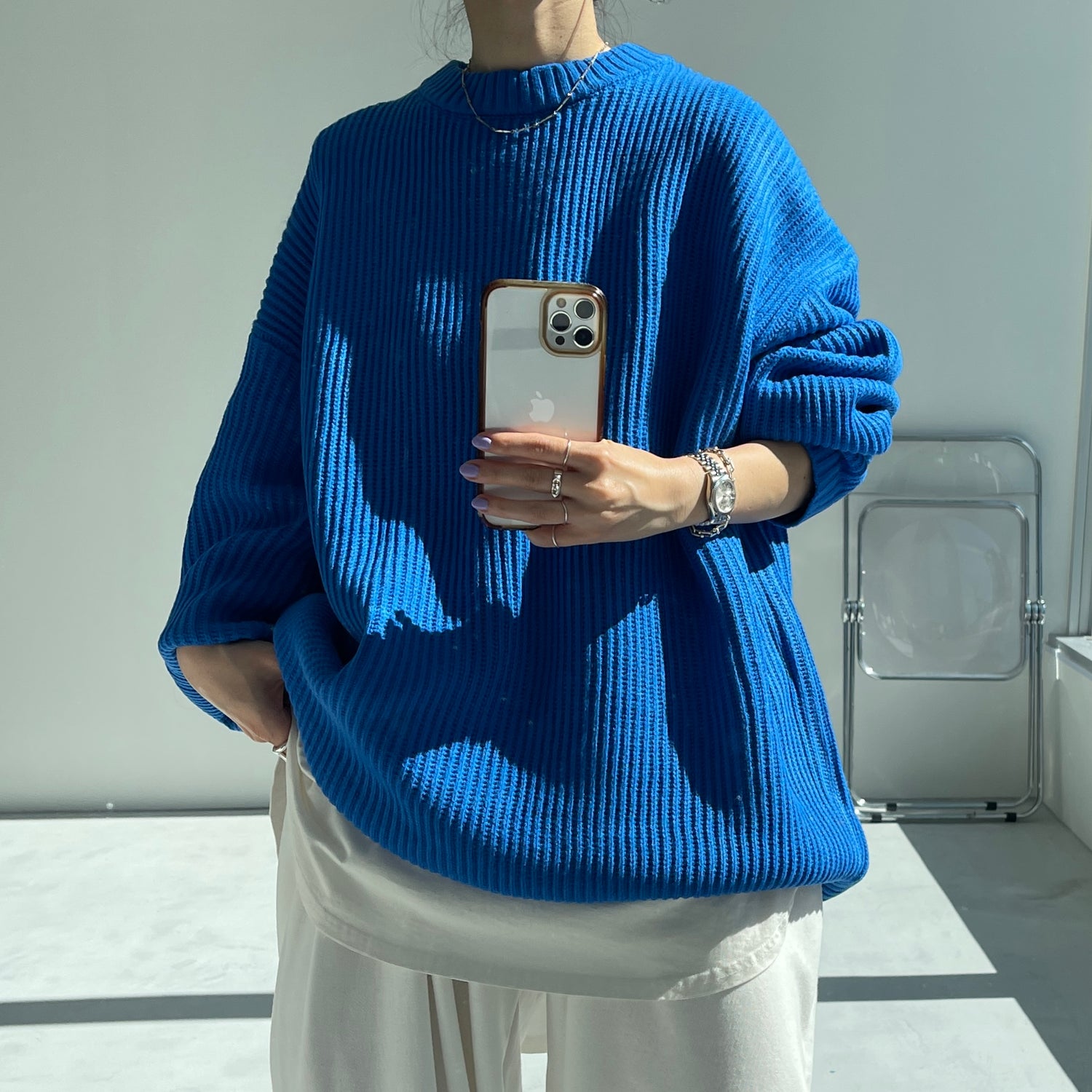 perfect silhouette super over knit / blue