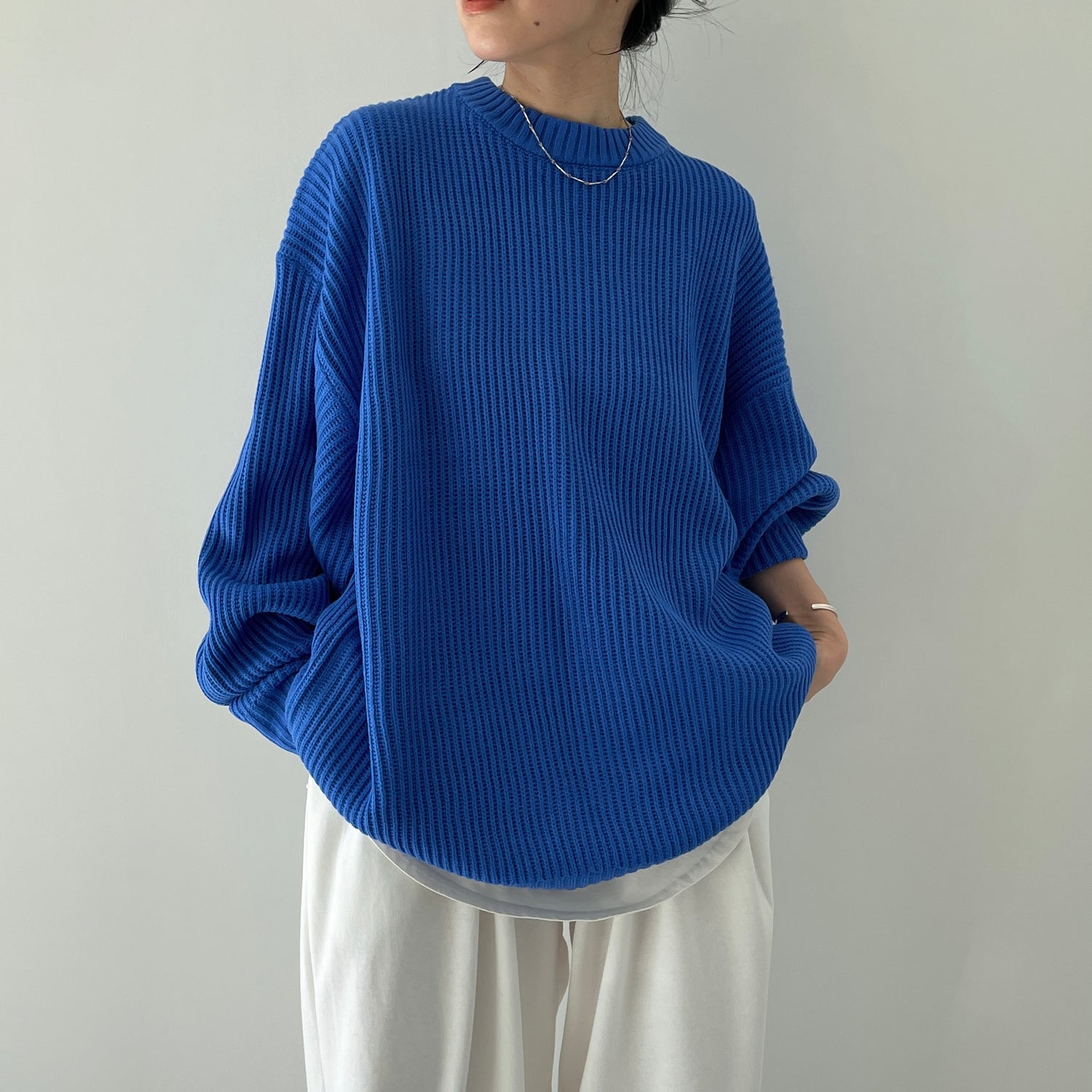 perfect silhouette super over knit / blue