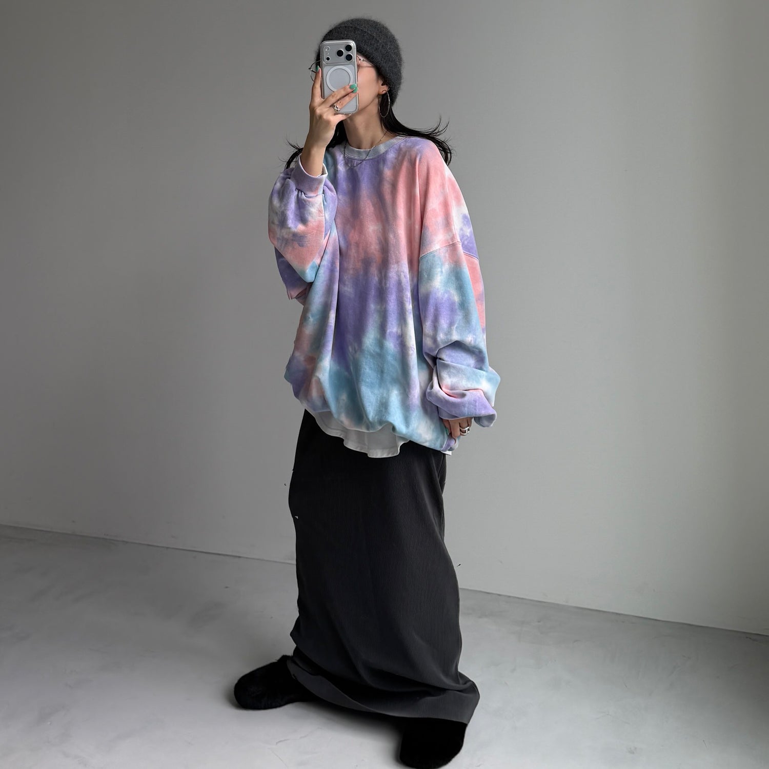 daily daily super stretch pleats skirt / charcoal [FREE or LONG]