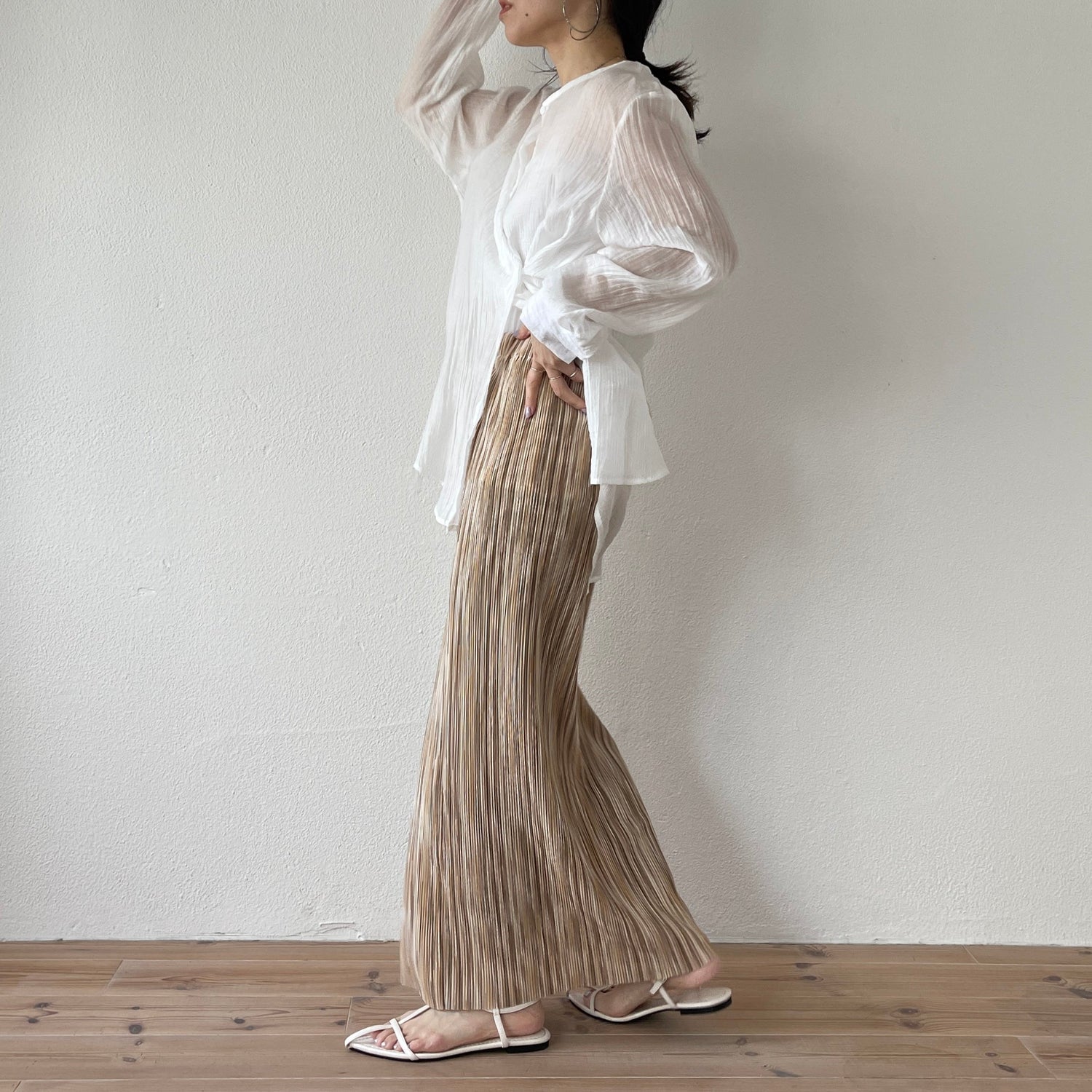 【SAMPLE】daily daily super stretch pleats skirt / beige