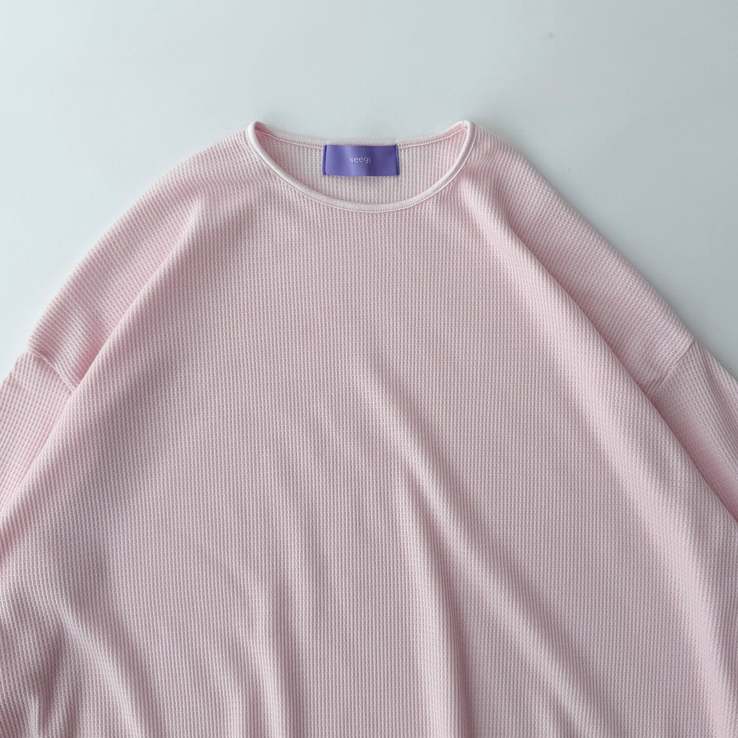 waffle sleeve long tee / baby pink