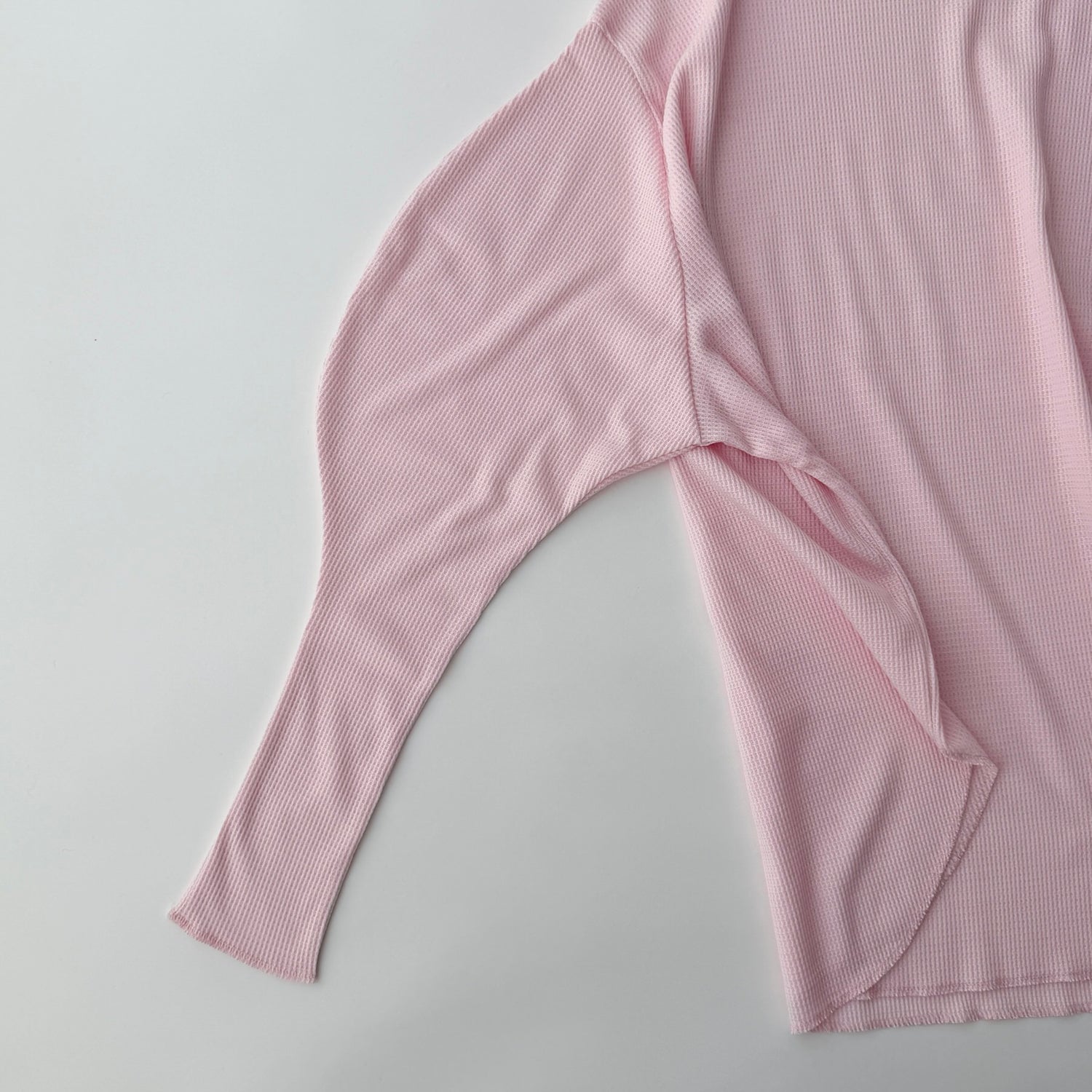 waffle sleeve long tee / baby pink