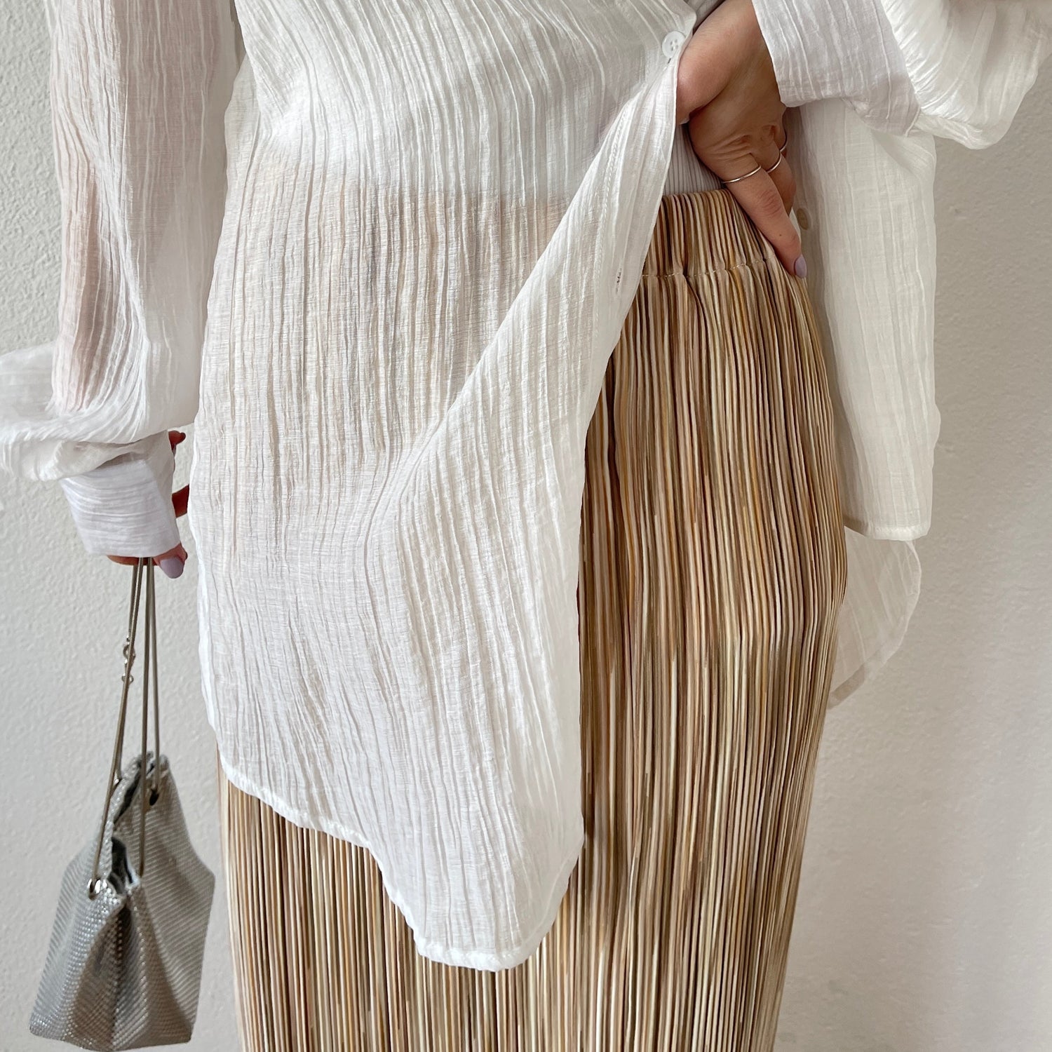 【SAMPLE】daily daily super stretch pleats skirt / beige