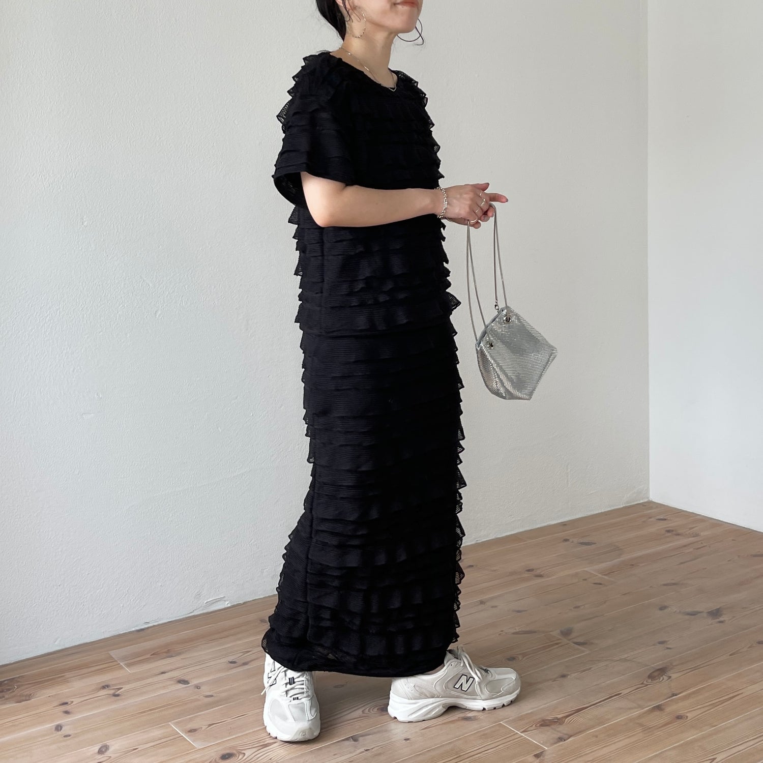 【SET UP可能】whip skirt / black