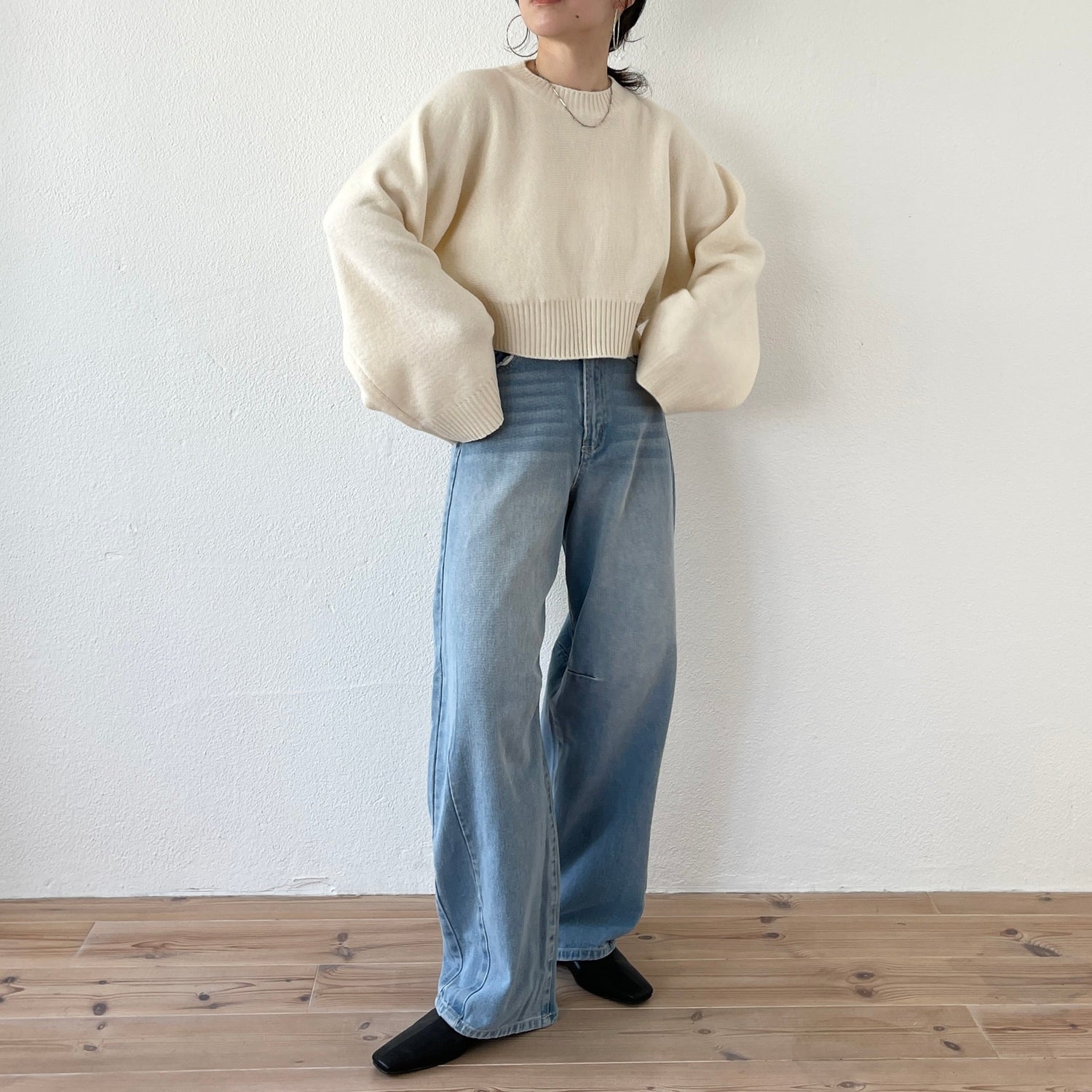 【SAMPLE】wide sleeve short knit / ivory
