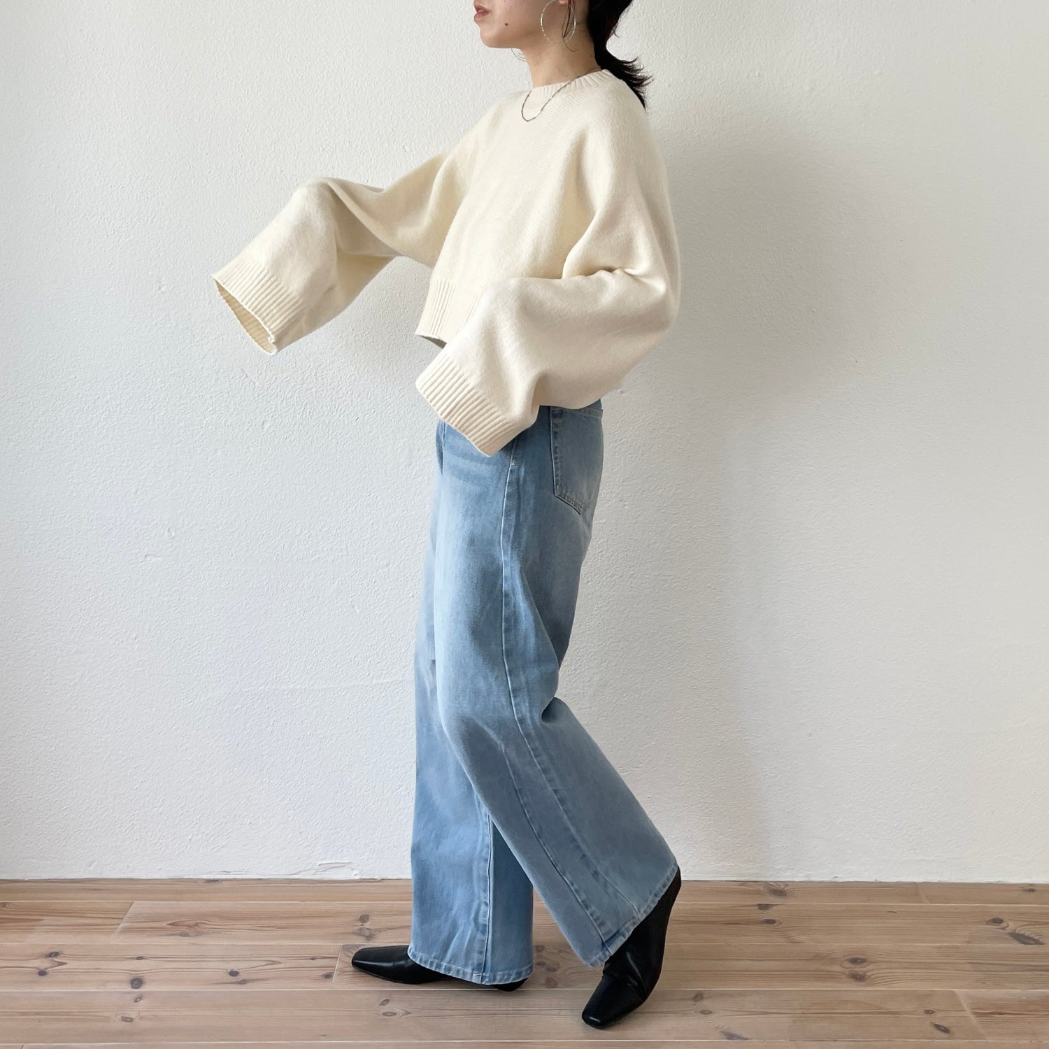 【SAMPLE】wide sleeve short knit / ivory