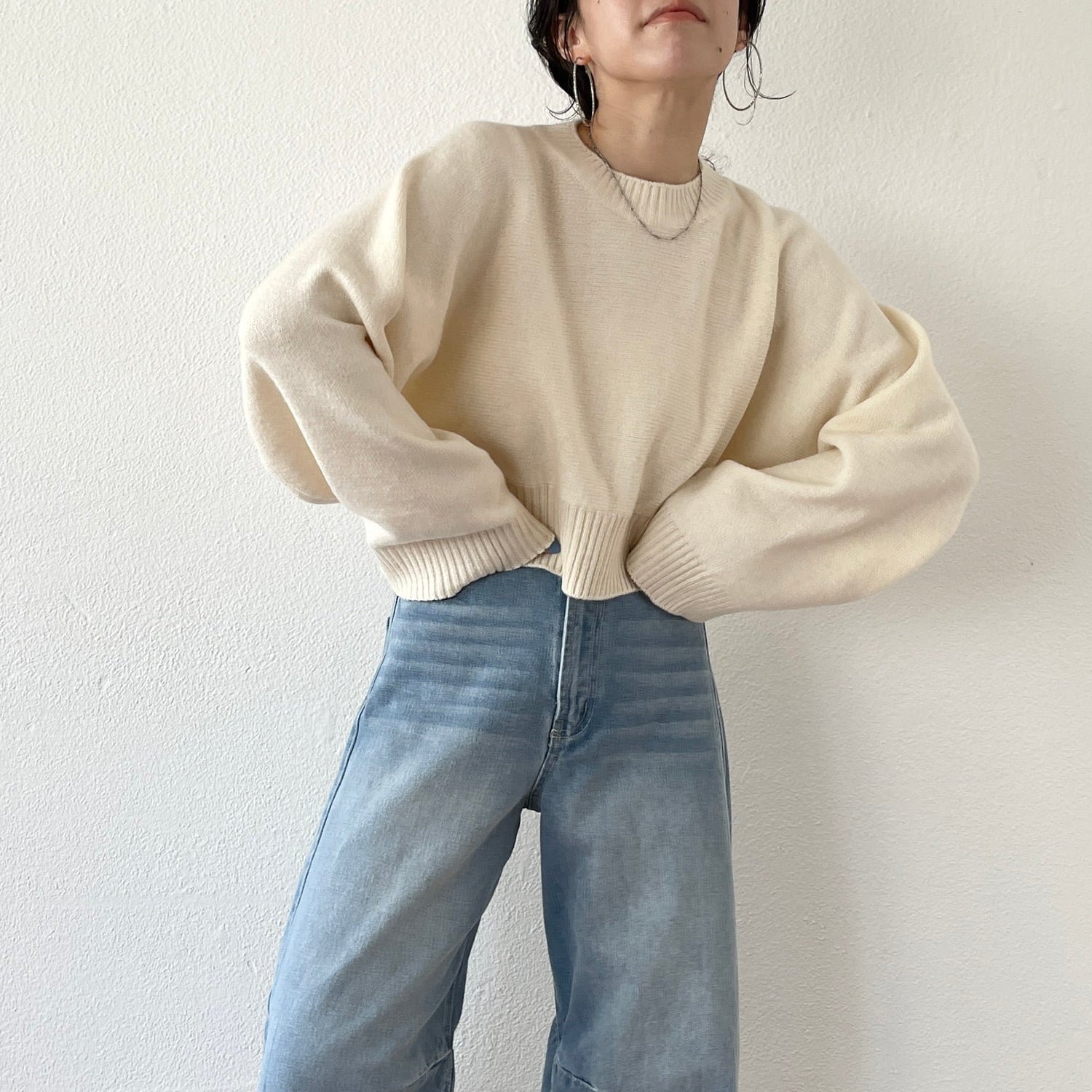 【SAMPLE】wide sleeve short knit / ivory