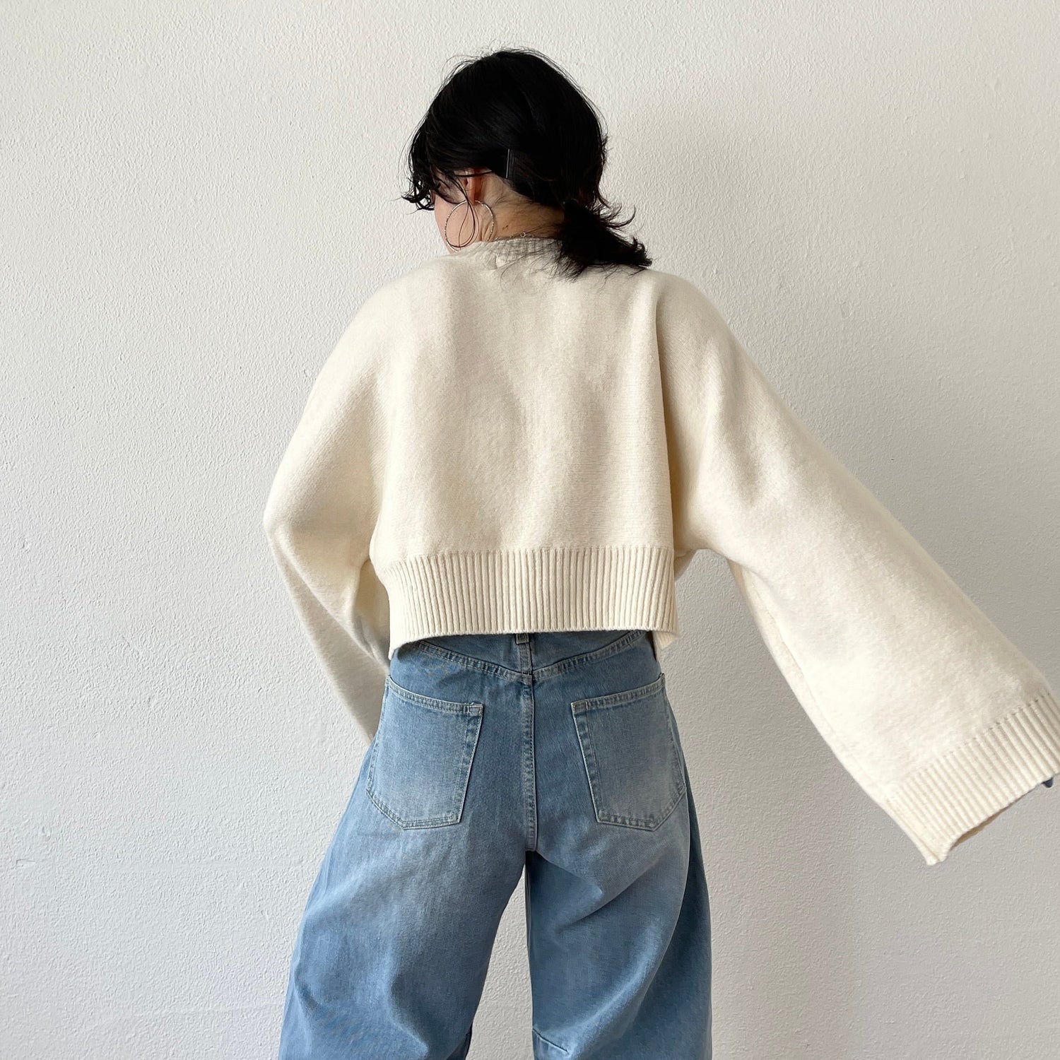 【SAMPLE】wide sleeve short knit / ivory