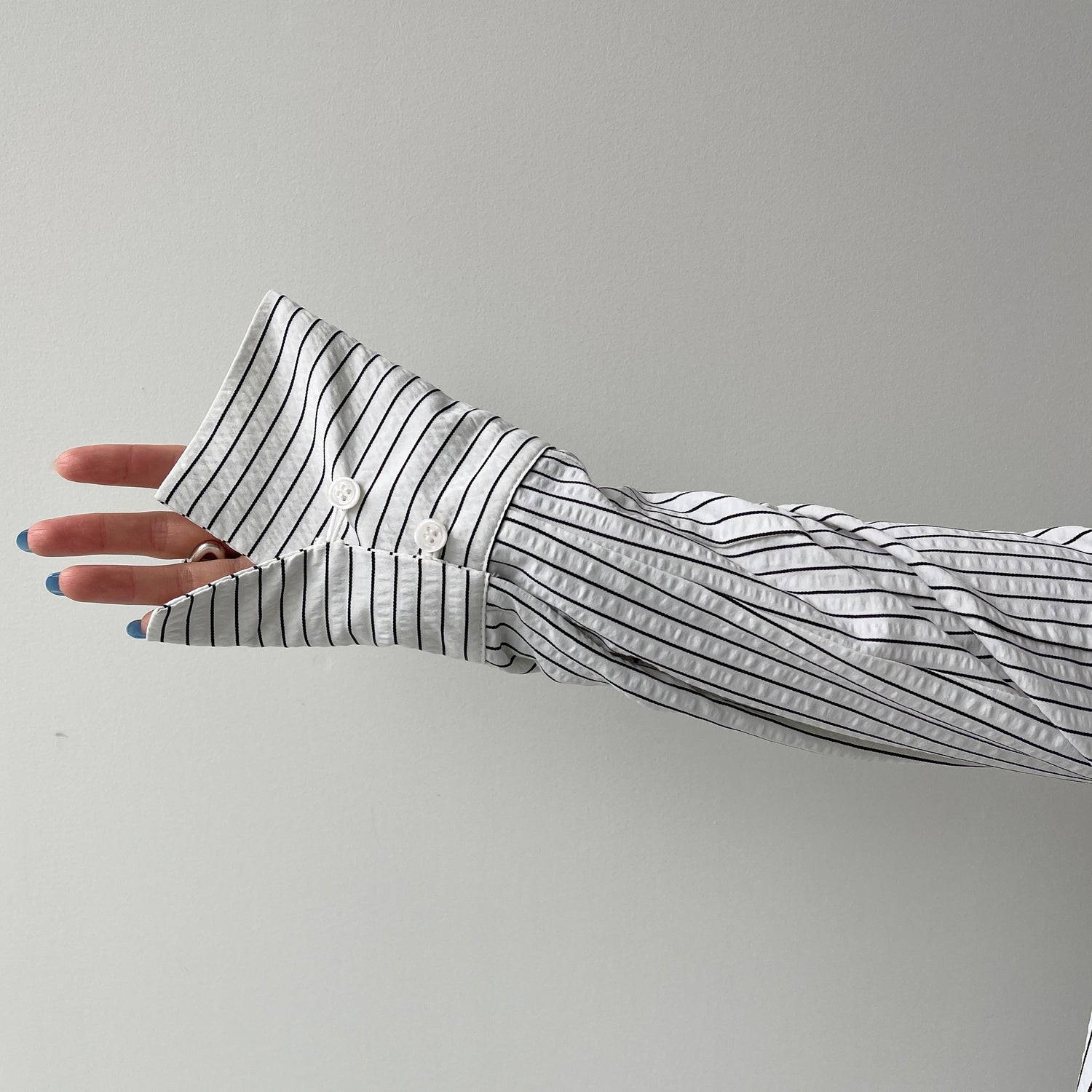 【公式サイト限定カラー】over size no collar seersucker shirt / stripe