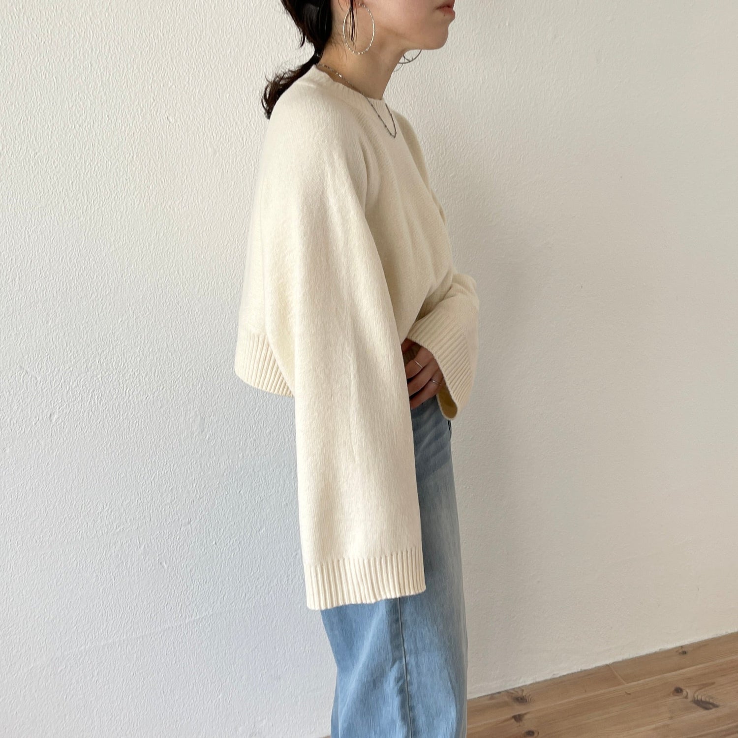 【SAMPLE】wide sleeve short knit / ivory
