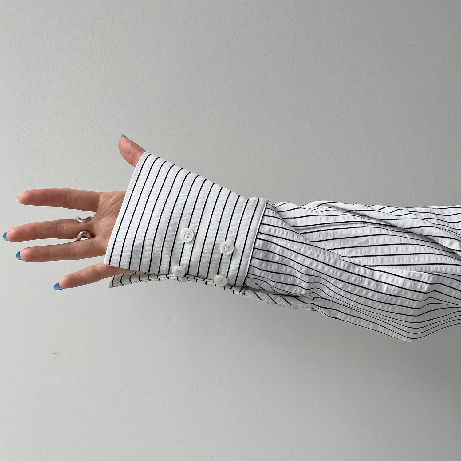 【公式サイト限定カラー】over size no collar seersucker shirt / stripe