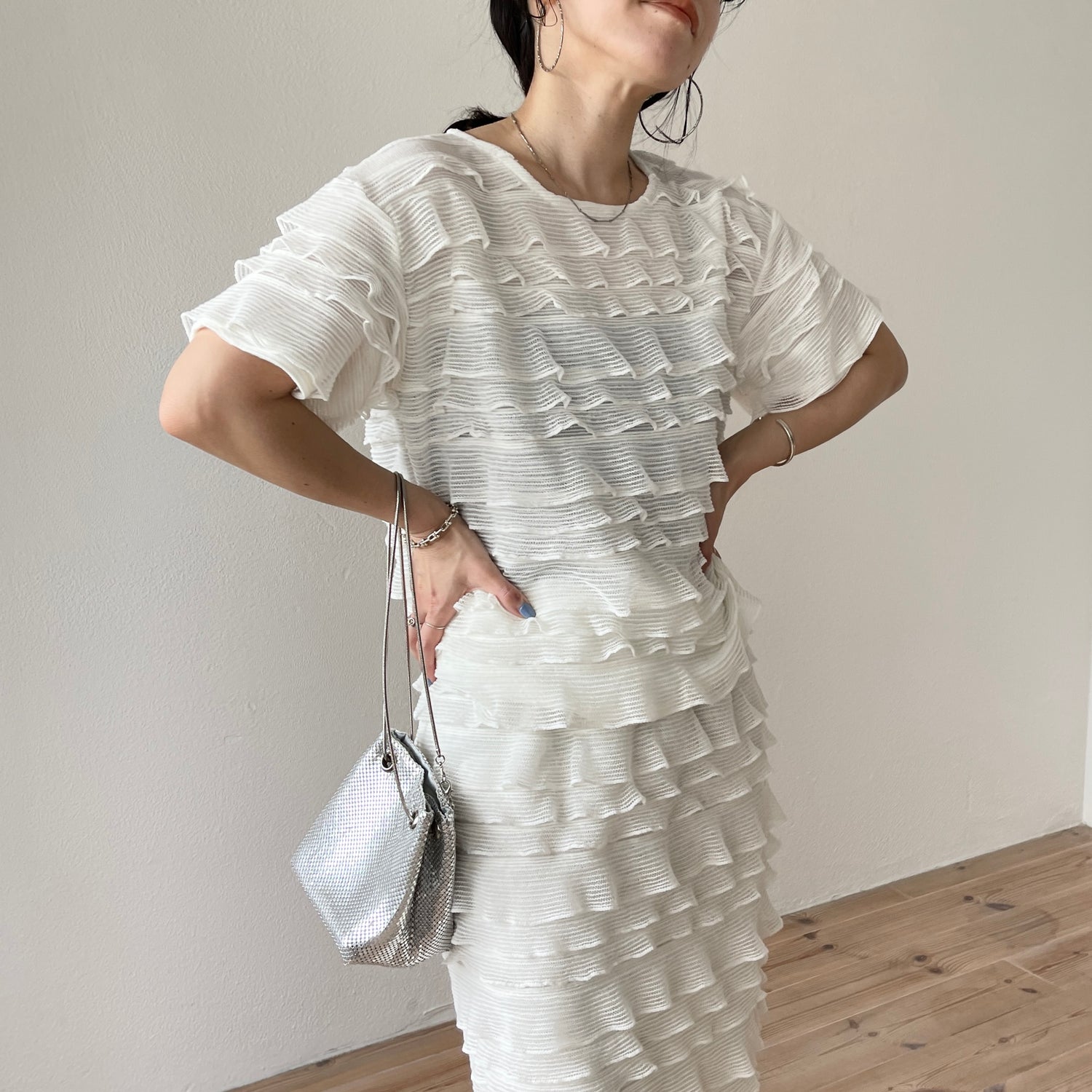 【SET UP可能】whip skirt / ivory