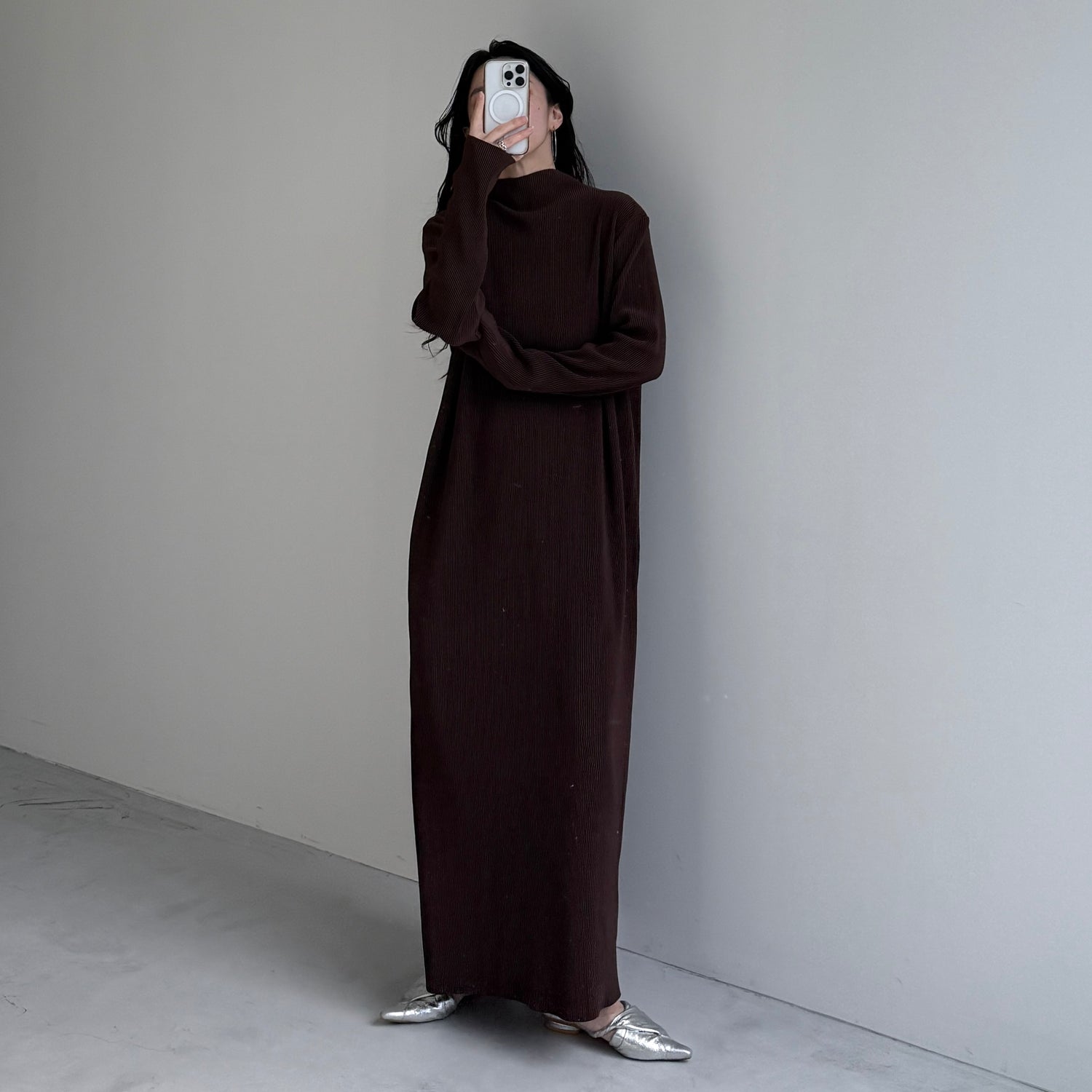 daily daily super stretch pleats one piece / brown [FREE or LONG]