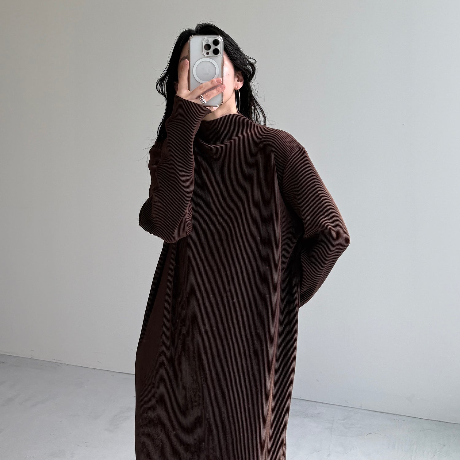 daily daily super stretch pleats one piece / brown [FREE or LONG]