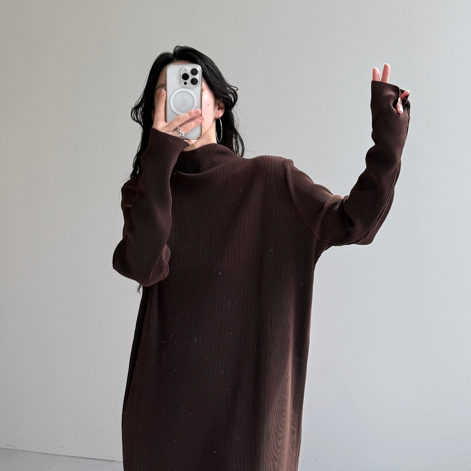 daily daily super stretch pleats one piece / brown [FREE or LONG]