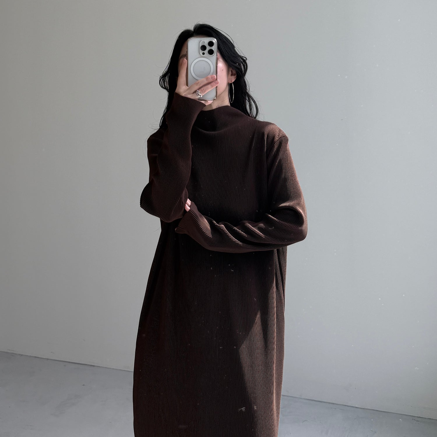 daily daily super stretch pleats one piece / brown [FREE or LONG]