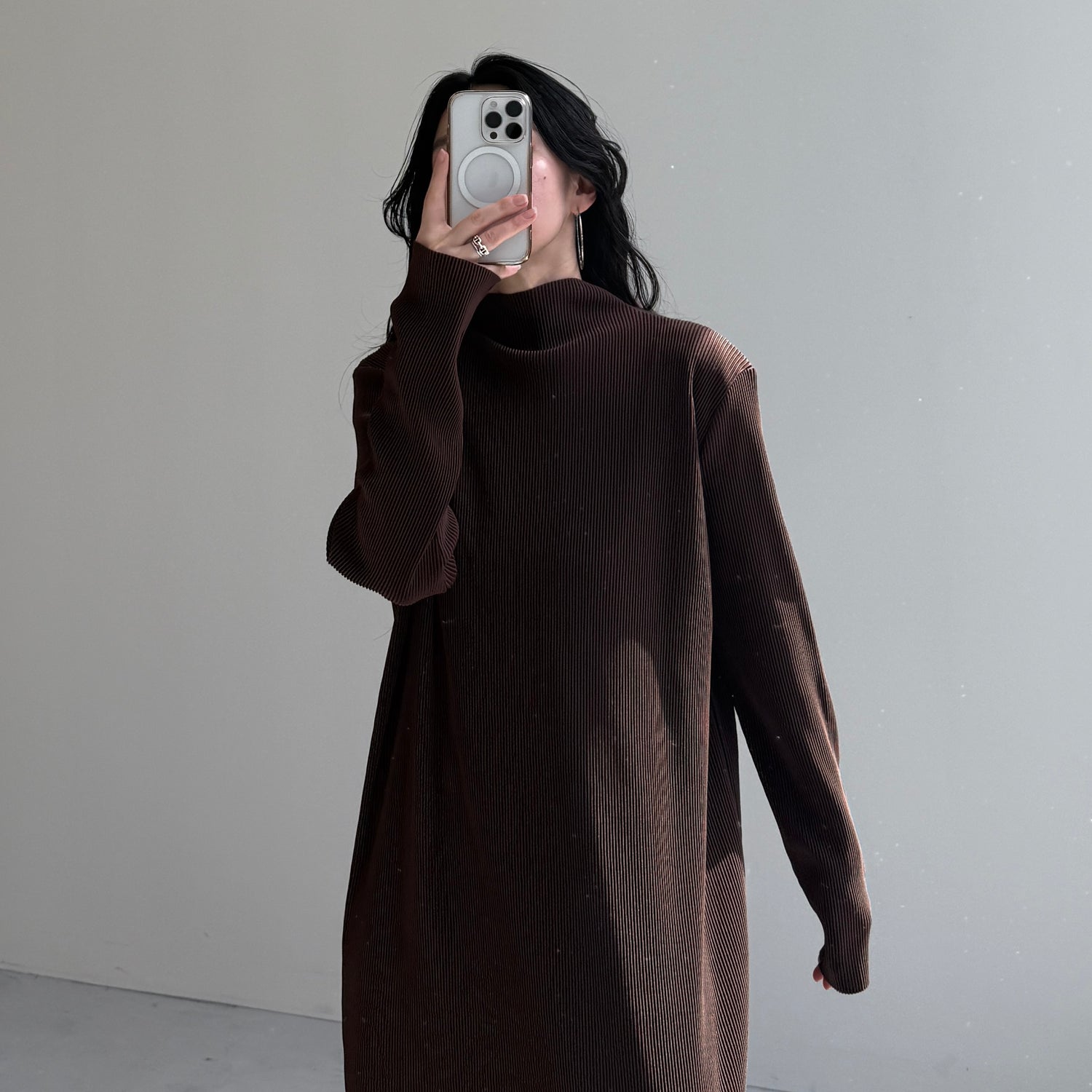 daily daily super stretch pleats one piece / brown [FREE or LONG]
