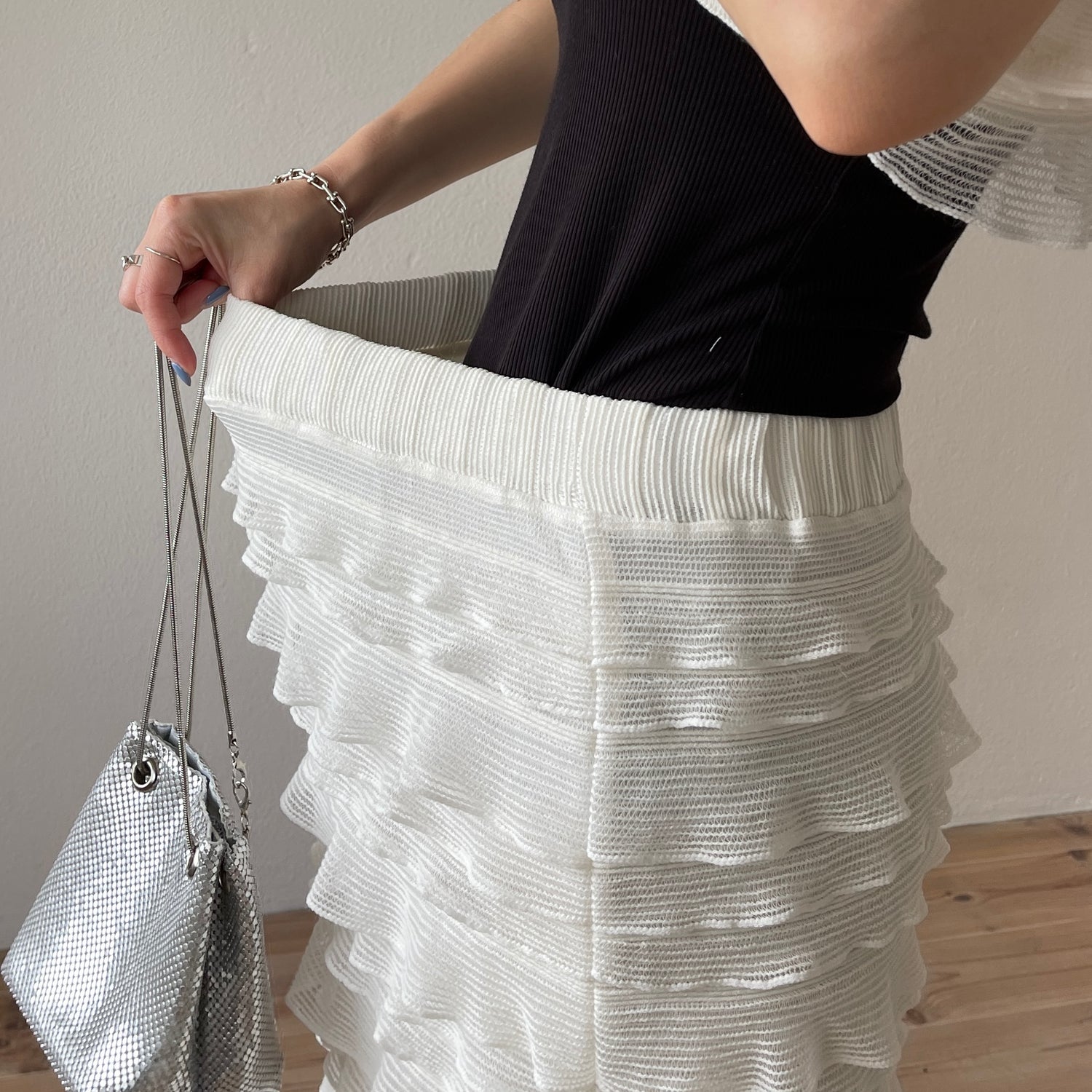 【SET UP可能】whip skirt / ivory