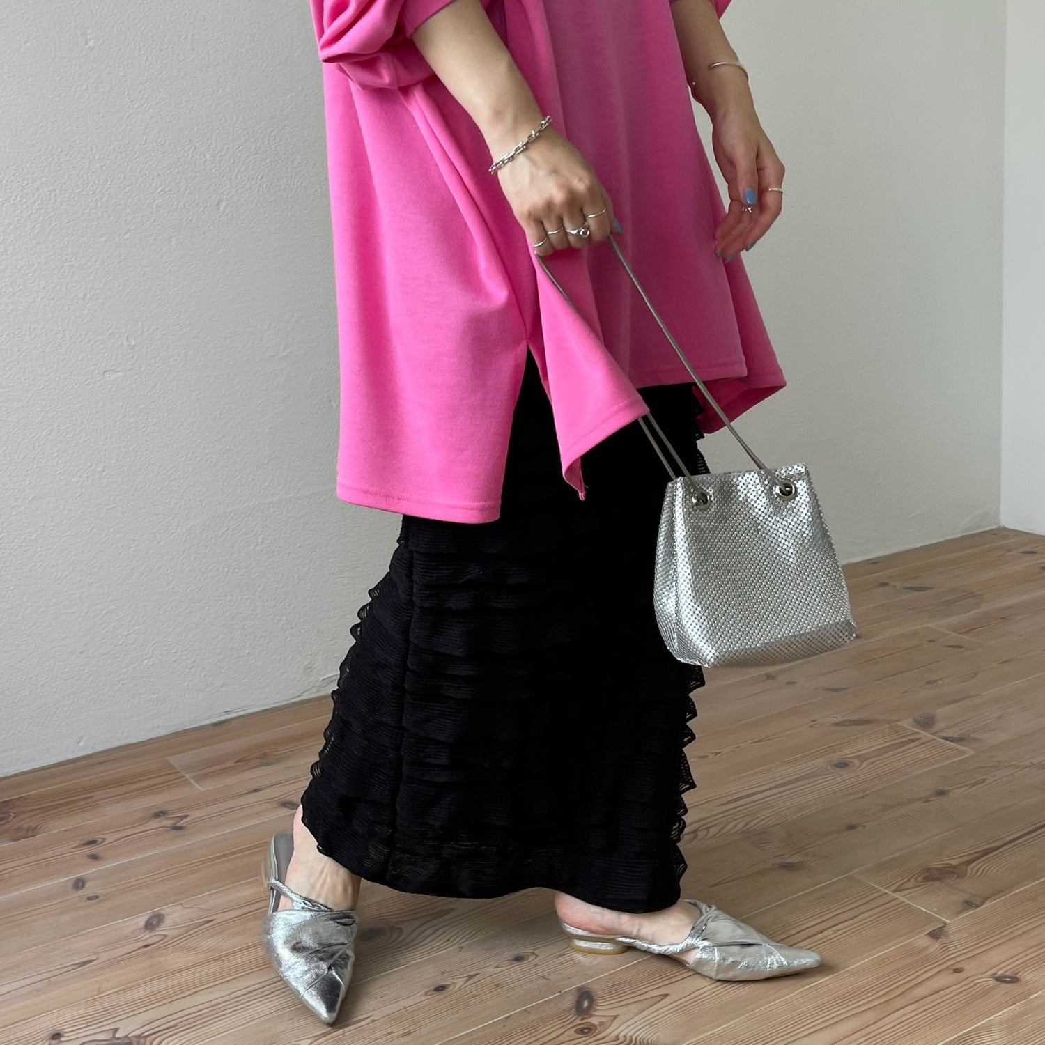 【SET UP可能】whip skirt / black