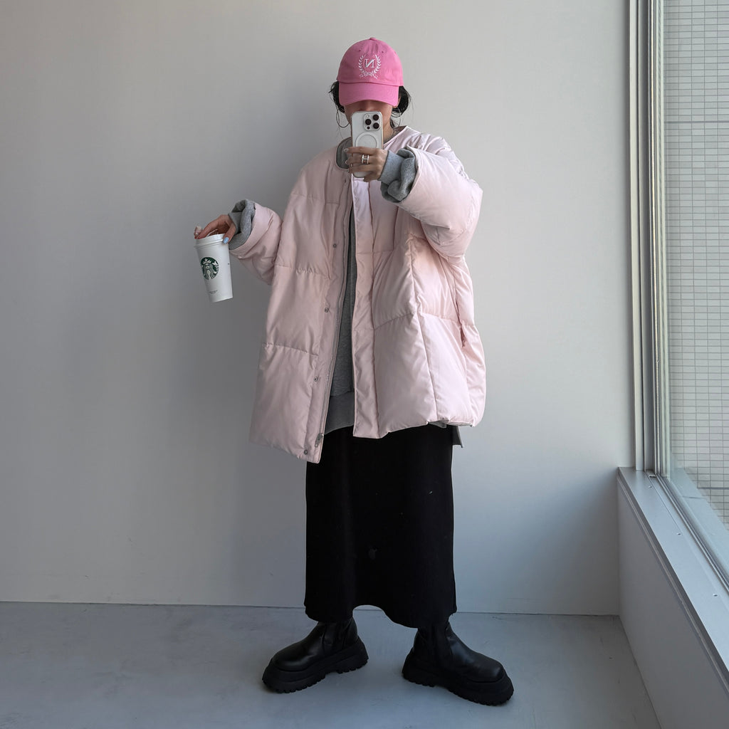 サイドポケットのみ再入荷】perfect silhouette down / baby pink