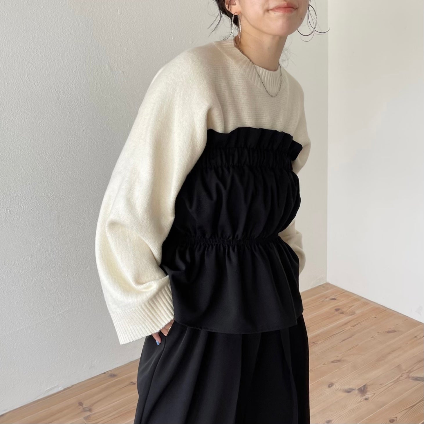 【SAMPLE】wide sleeve short knit / ivory