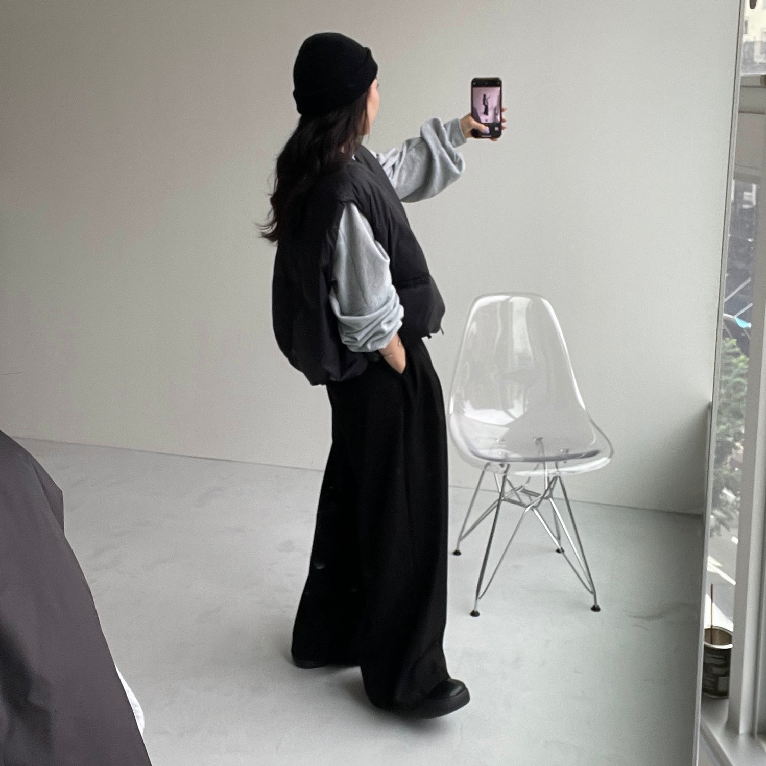 egg down vest / black