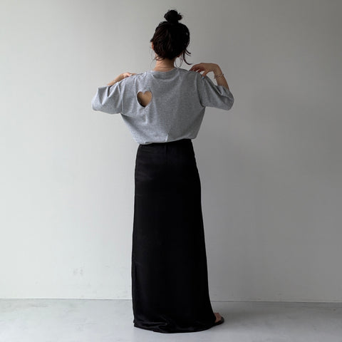 SENBATSU satin skirt / black