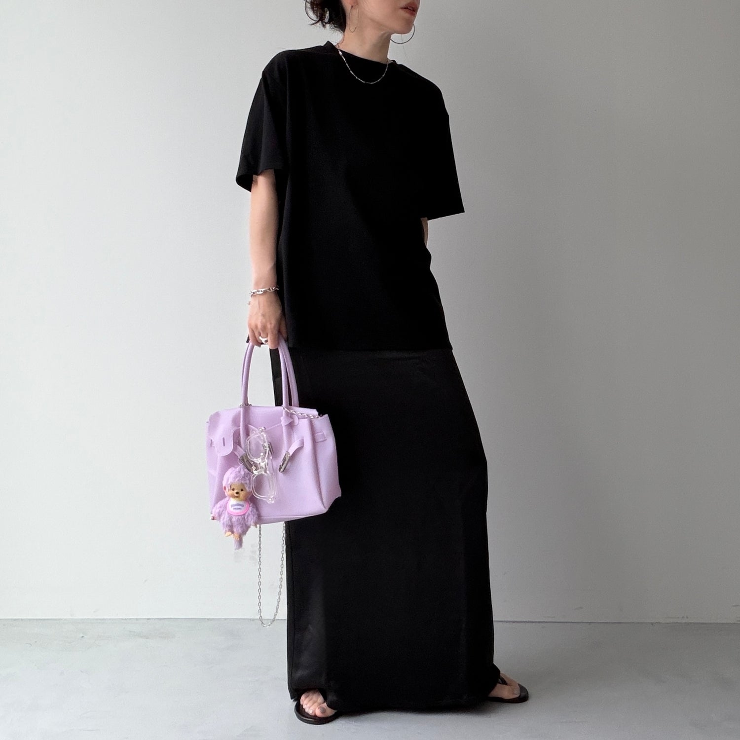 SENBATSU satin skirt / black