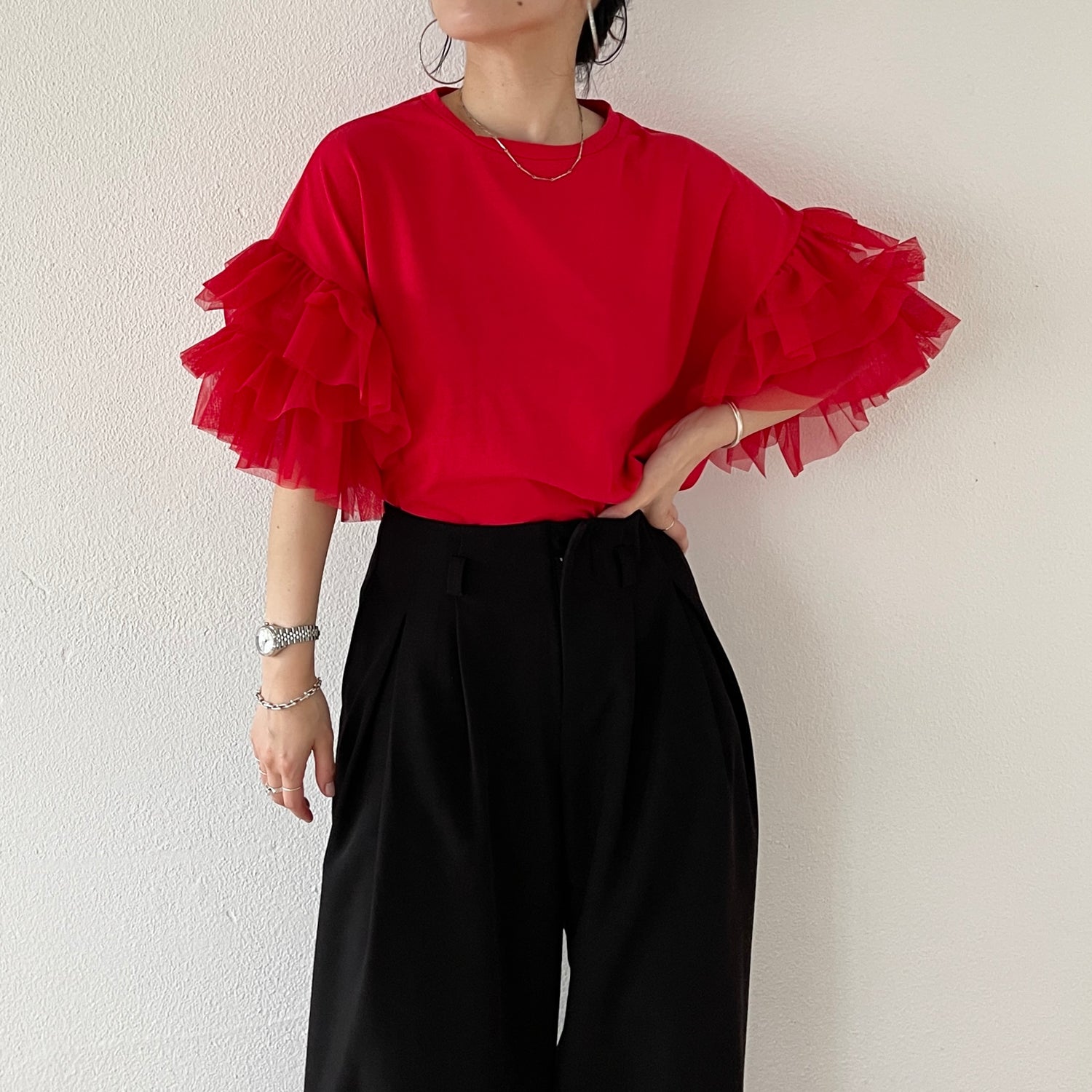 cheer frill tee / red