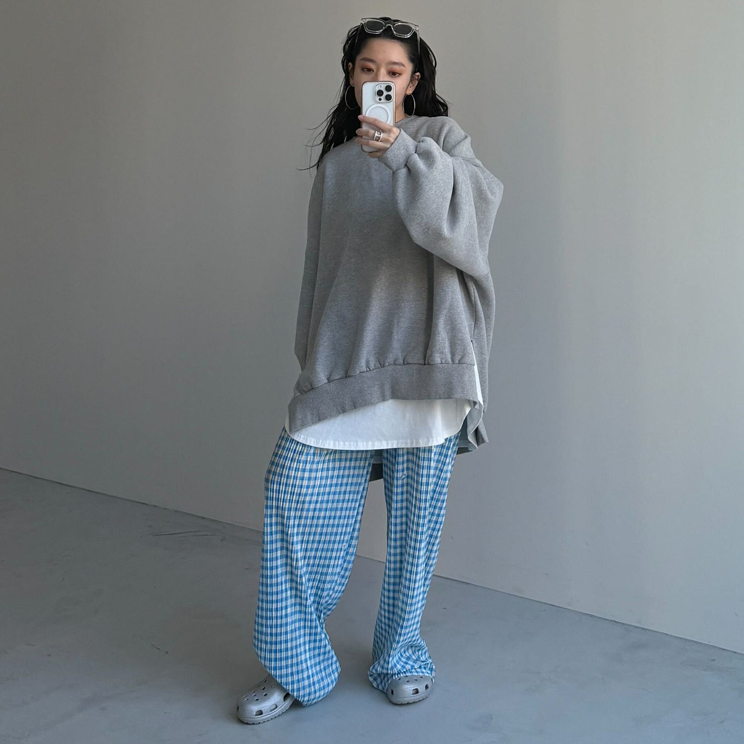 24h CHECK PANTS / blue