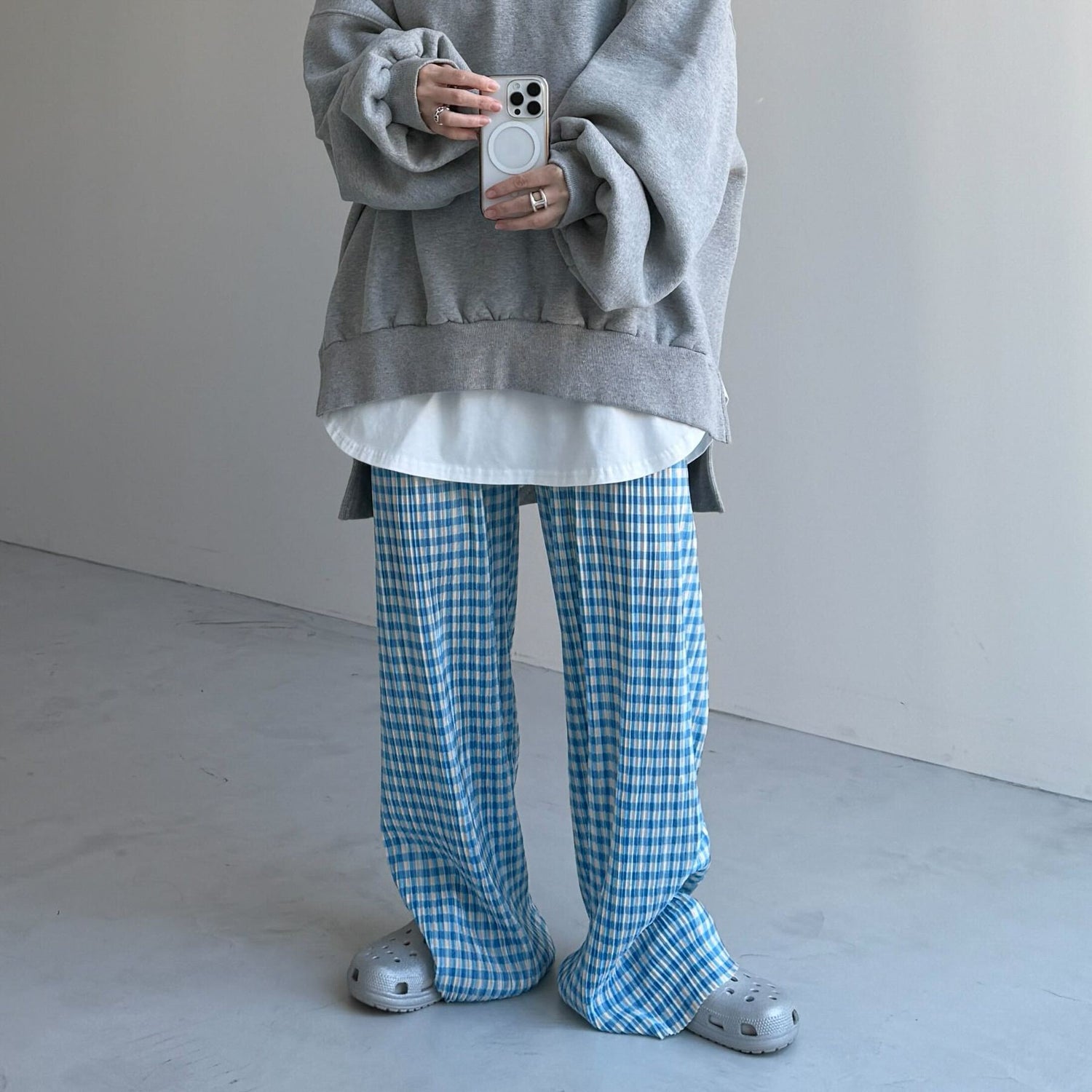 24h CHECK PANTS / blue