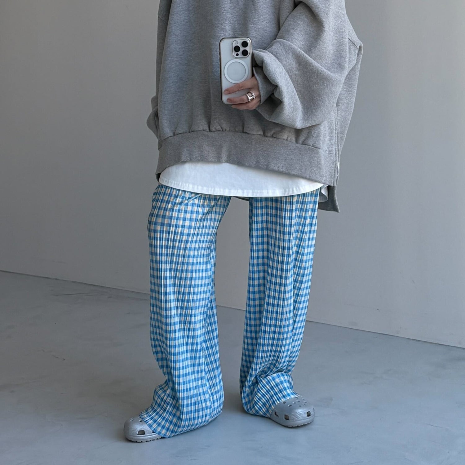 24h CHECK PANTS / blue