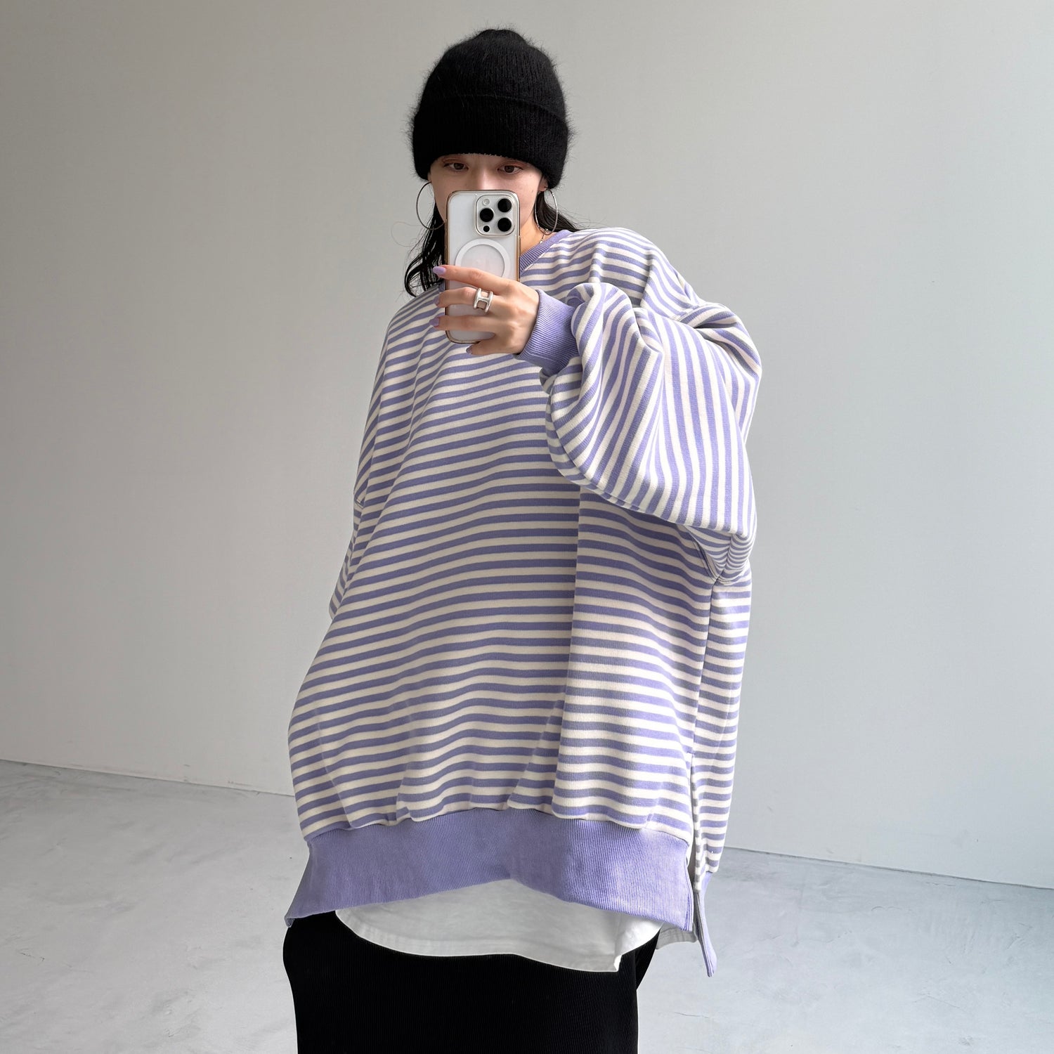 OSUMITSUKI sweat / lilac border [SHORT or FREE]