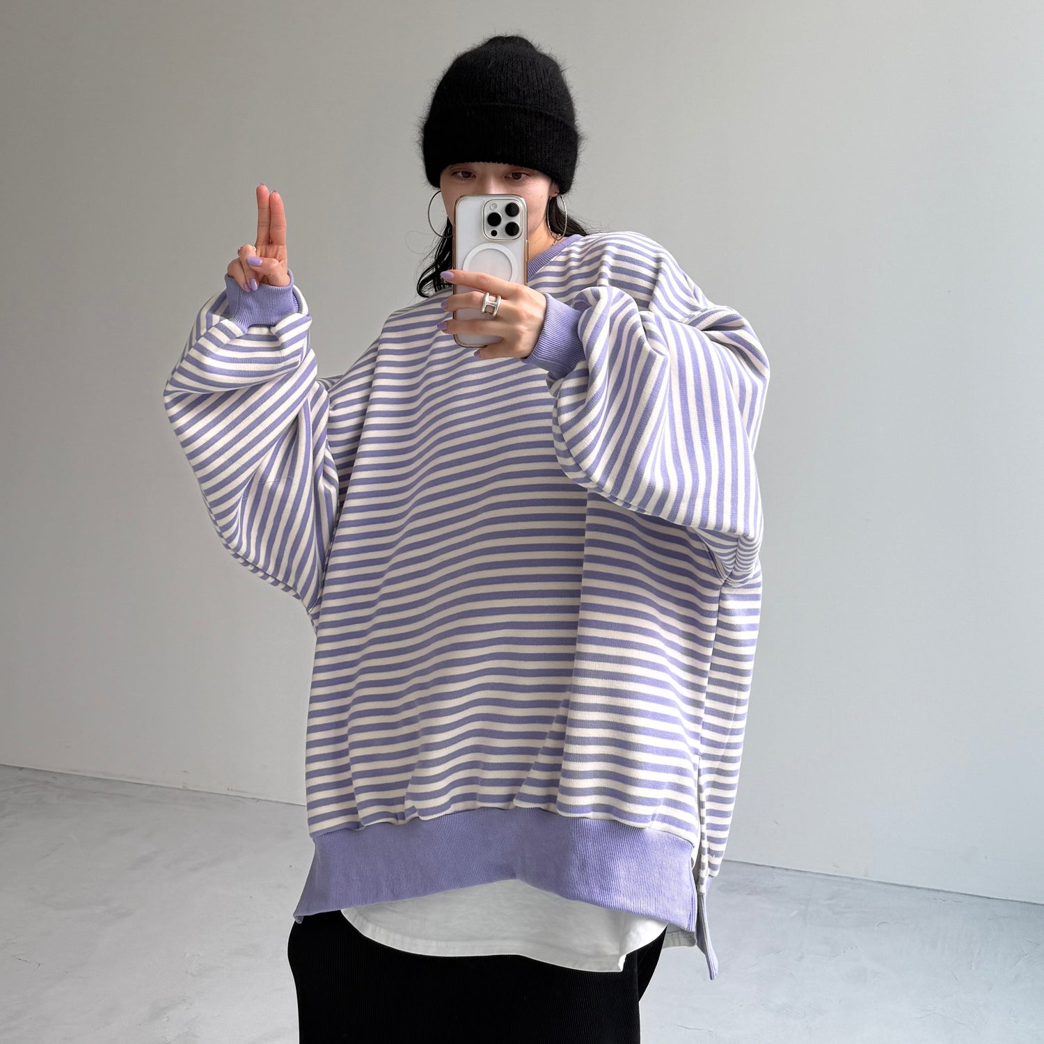 OSUMITSUKI sweat / lilac border [SHORT or FREE]