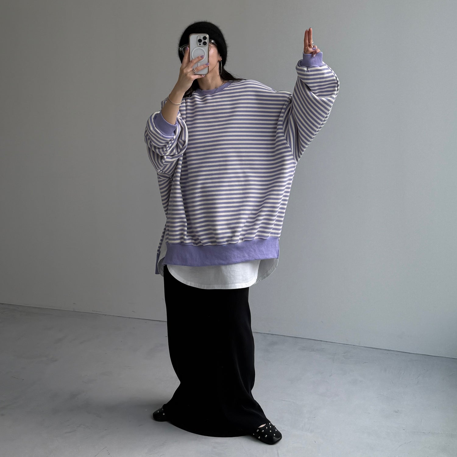 OSUMITSUKI sweat / lilac border [SHORT or FREE]