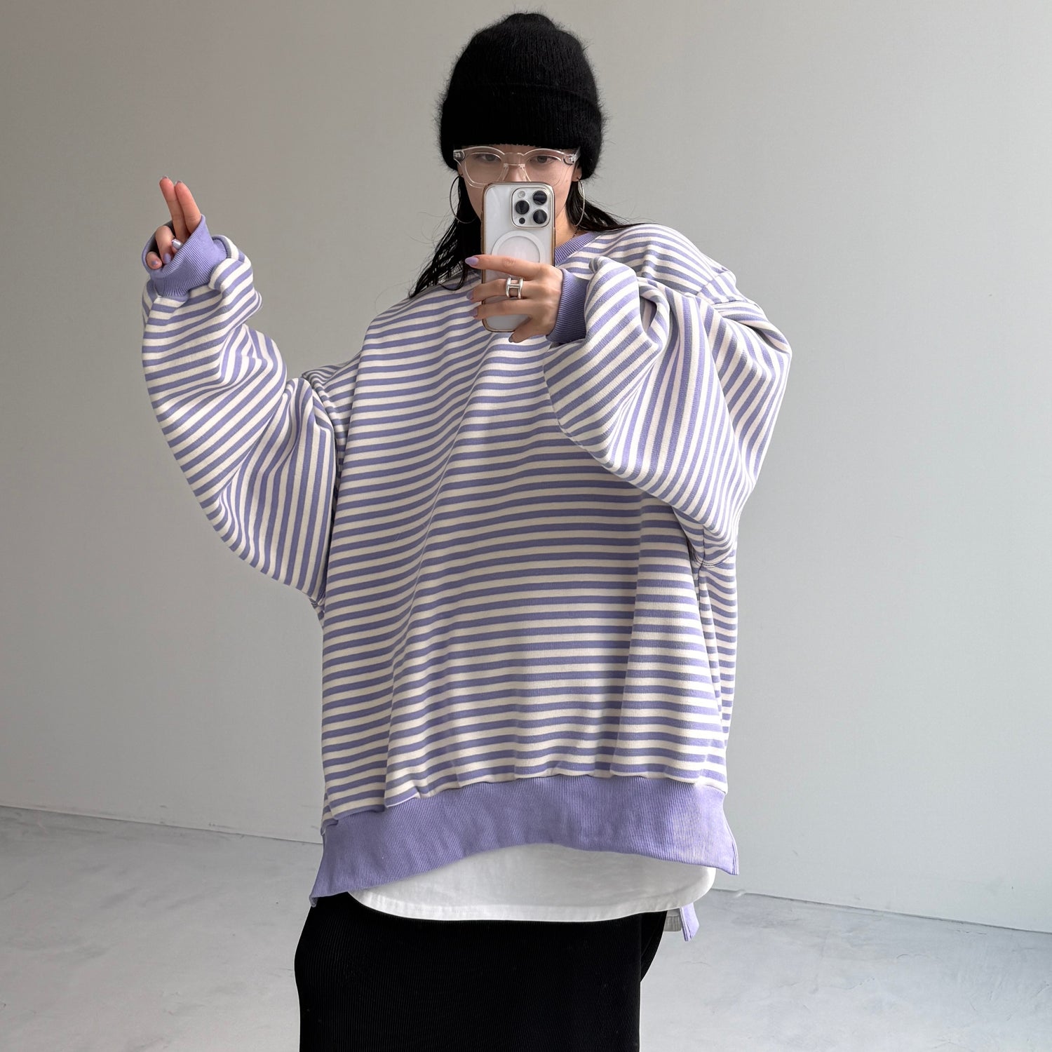 OSUMITSUKI sweat / lilac border [SHORT or FREE]