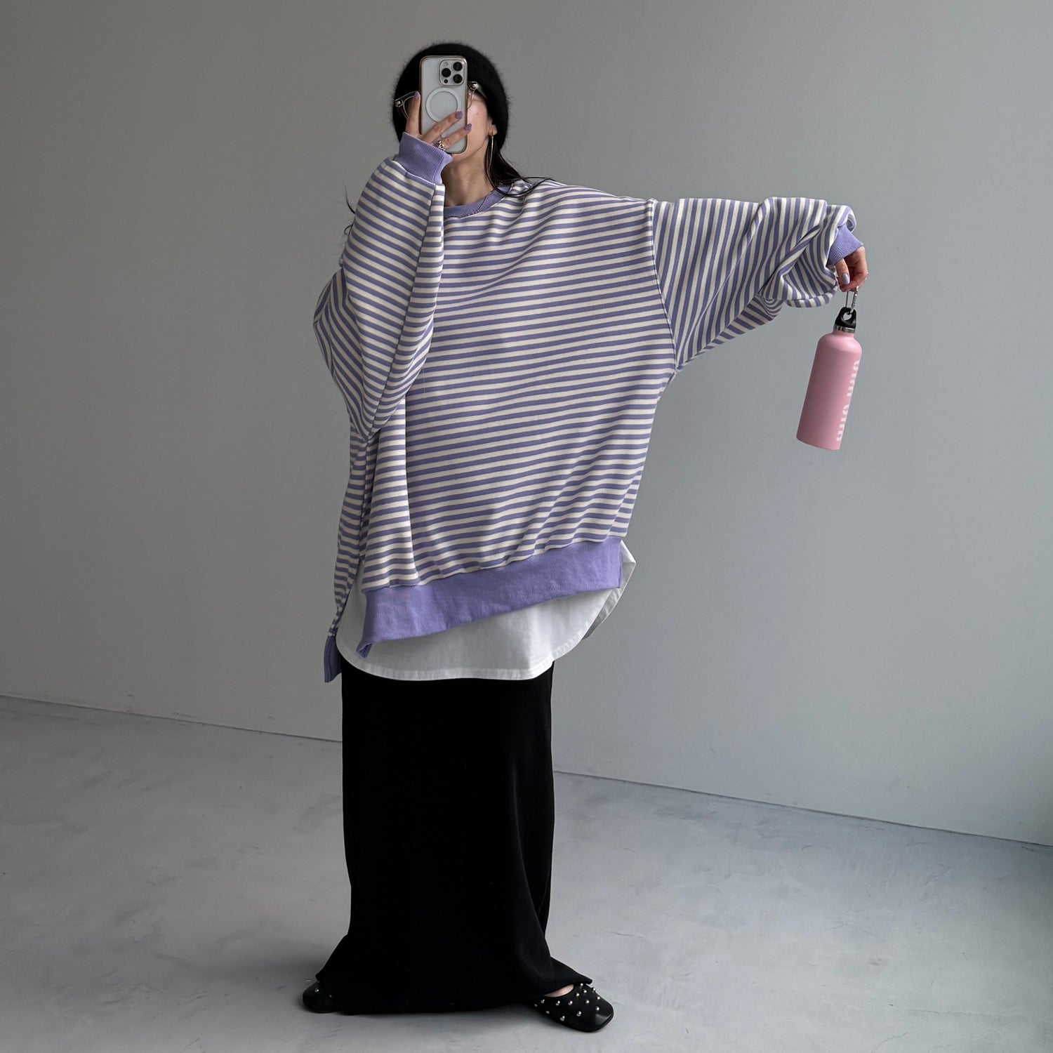 OSUMITSUKI sweat / lilac border [SHORT or FREE]