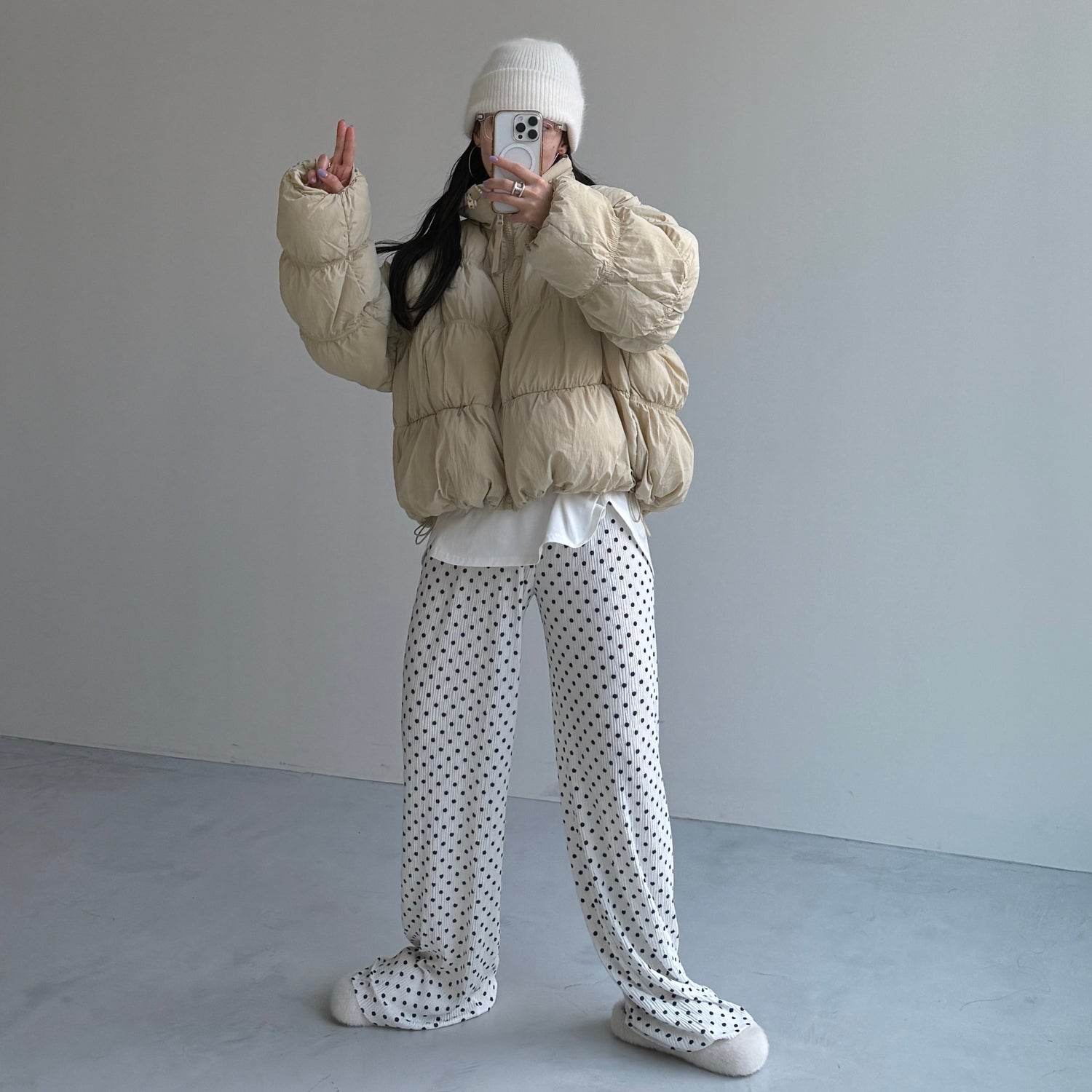 CHIGIRI PAN DOWN / beige